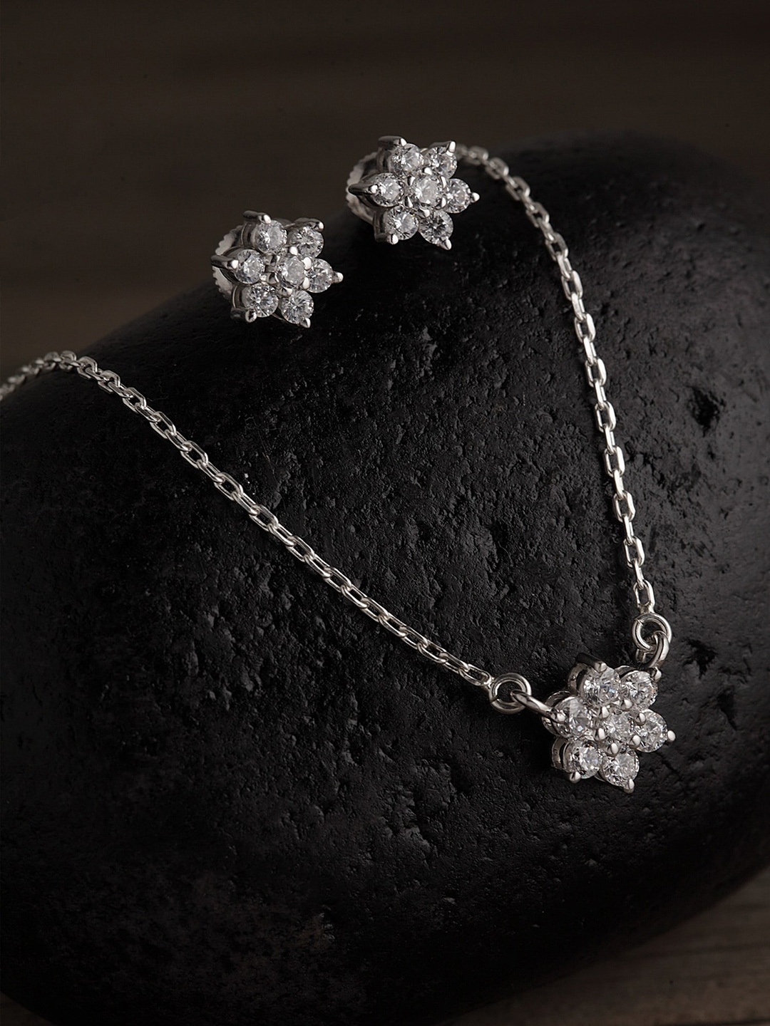Clara Women 92.5 Sterling Silver & Rhodium-Plated CZ -Studded Necklace and Earrings, White
Clara Women 92.5 Sterling Silver & Rhodium-Plated CZ -Studded Necklace and Earrings, White