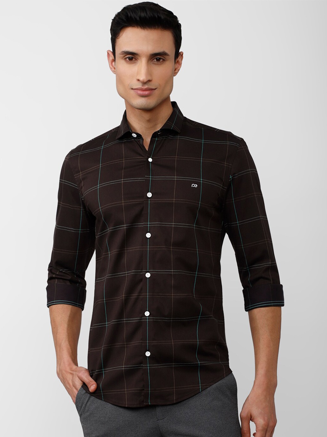 Peter England Men Slim Fit Spread Collar Windowpane Checked Formal Cotton Shirt, Brown
Peter England Men Slim Fit Spread Collar Windowpane Checked Formal Cotton Shirt, Brown