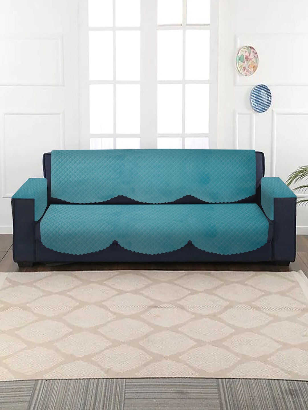 HOSTA HOMES Turquoise Blue Quilted Velvet 5-Seater Sofa Covers With Arm Rest Covers
HOSTA HOMES Turquoise Blue Quilted Velvet 5-Seater Sofa Covers With Arm Rest Covers