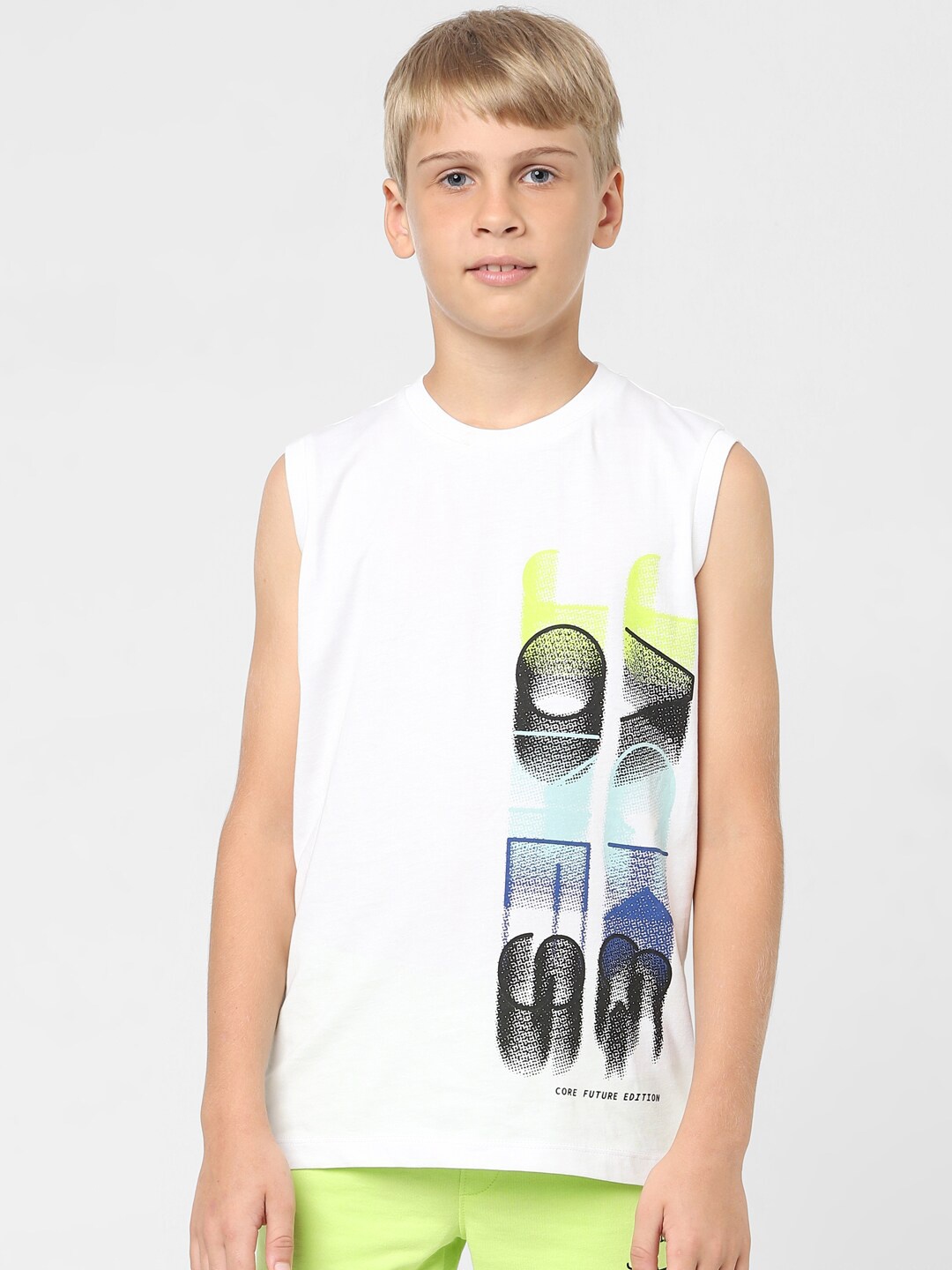 Jack & Jones Junior Boys Typography Printed Round Neck Sleeveless Cotton T-shirt, White
Jack & Jones Junior Boys Typography Printed Round Neck Sleeveless Cotton T-shirt, White
