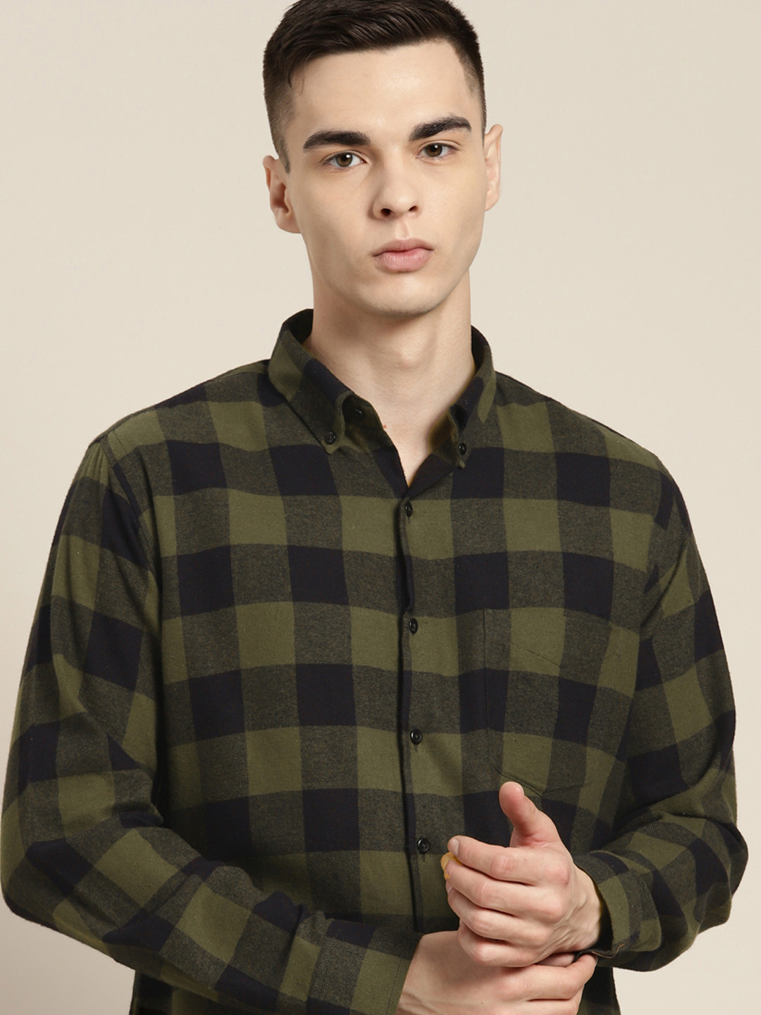 Hancock Men Premium Slim Fit Buffalo Checked Flannel Pure Cotton Casual Shirt, Olive
Hancock Men Premium Slim Fit Buffalo Checked Flannel Pure Cotton Casual Shirt, Olive