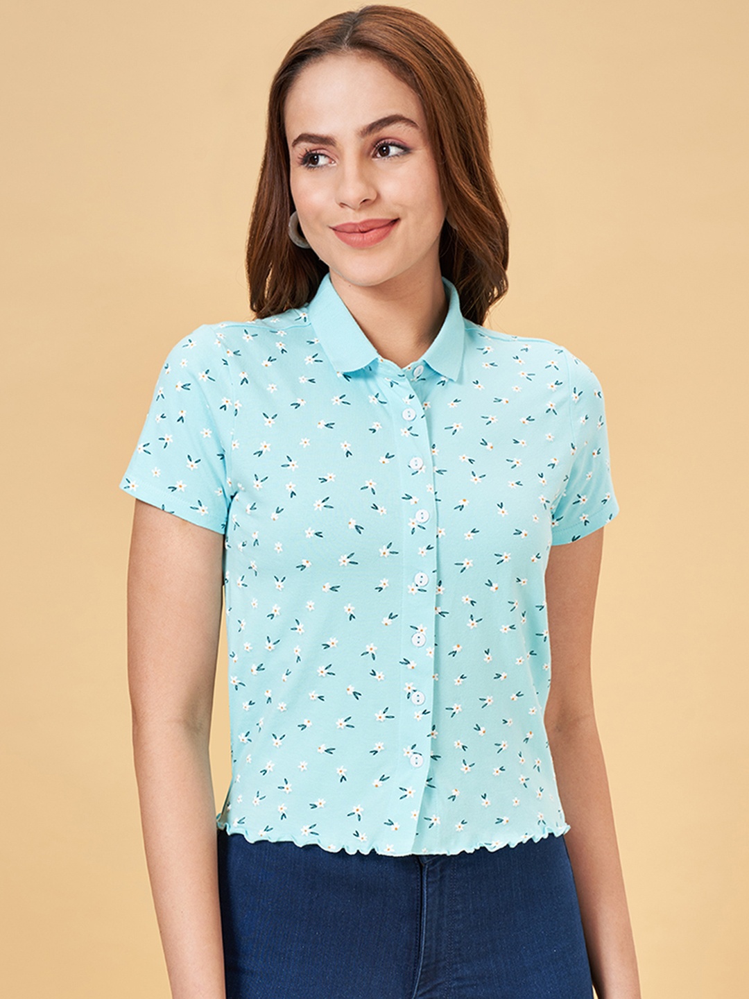 People Regular Fit Floral Printed Spread Collar Short Sleeve Cotton Casual Shirt, Blue
People Regular Fit Floral Printed Spread Collar Short Sleeve Cotton Casual Shirt, Blue