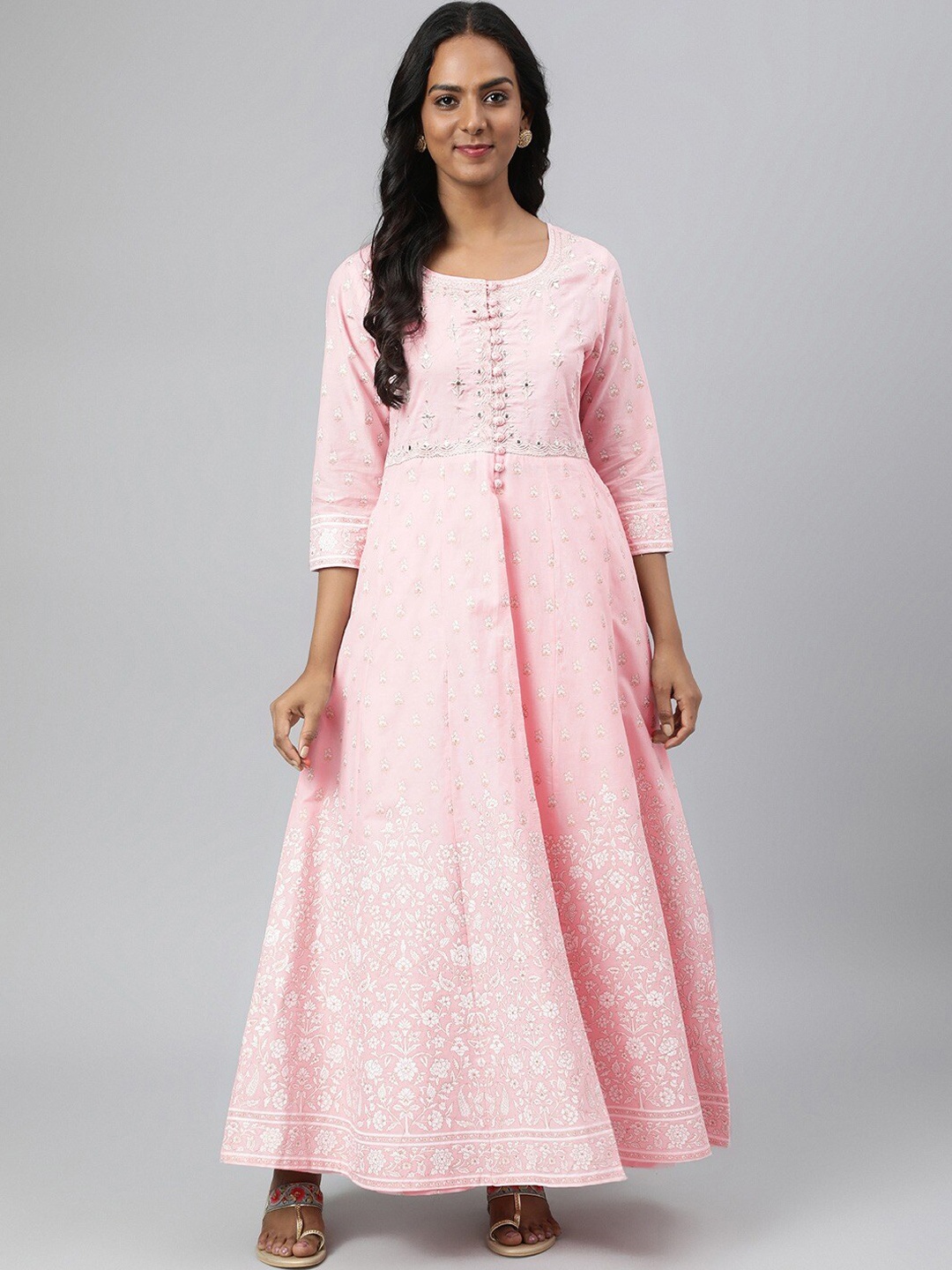 Readiprint Fashions Women Floral Printed Mirror Work Pure Cotton Kurta with Trousers, Pink
Readiprint Fashions Women Floral Printed Mirror Work Pure Cotton Kurta with Trousers, Pink