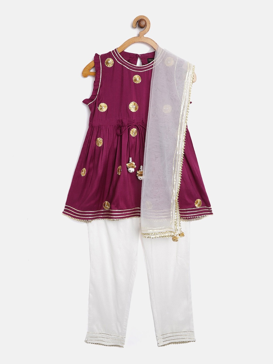 Readiprint Fashions Girls Floral Embroidered Gotta Patti Kurta With Pyjamas & Dupatta, Purple
Readiprint Fashions Girls Floral Embroidered Gotta Patti Kurta With Pyjamas & Dupatta, Purple