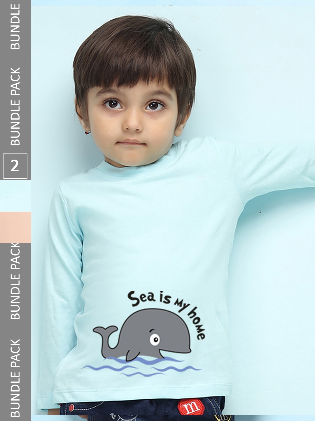 NUSYL Boys Pack Of 2 Printed Pure Cotton T-shirts, Peach