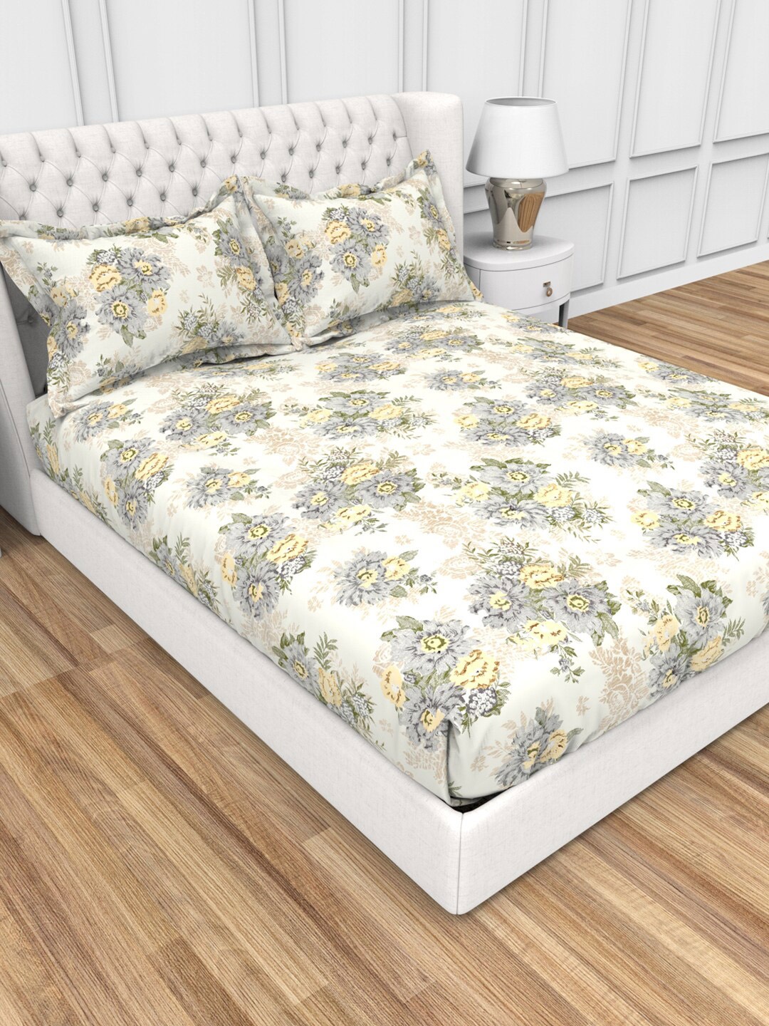 THE WHITE MOSS Carmel Yellow Floral 220 TC Fitted King Bedsheet with 2 Pillow Covers
THE WHITE MOSS Carmel Yellow Floral 220 TC Fitted King Bedsheet with 2 Pillow Covers
