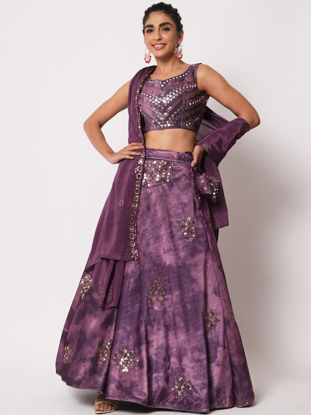 SHUBHKALA Embroidered Velvet Semi-Stitched Lehenga & Unstitched Blouse With Dupatta, Purple
SHUBHKALA Embroidered Velvet Semi-Stitched Lehenga & Unstitched Blouse With Dupatta, Purple