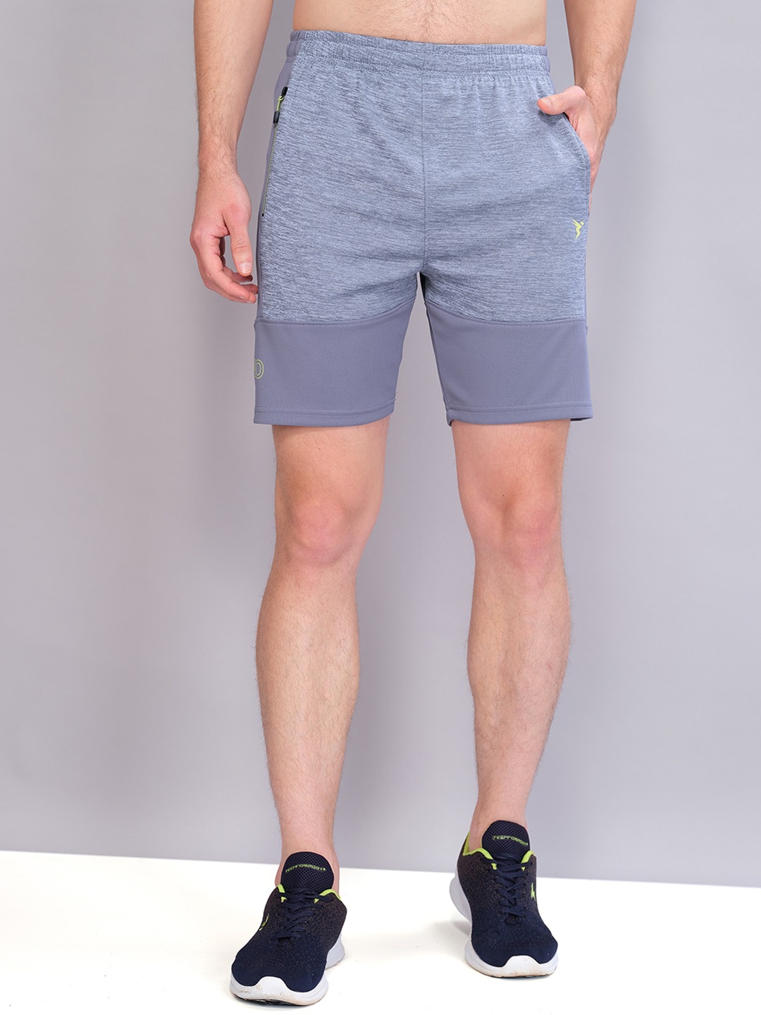 Technosport Men Regular Fit Quick-Dry Antimicrobial Sports Shorts, Grey