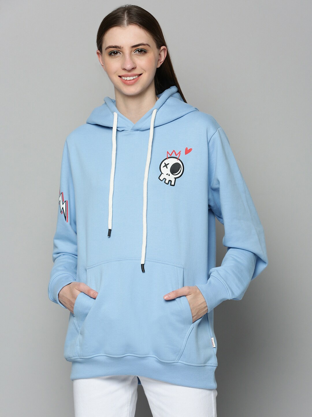 JUNEBERRY Women Graphic Printed Hooded Cotton Pullover Sweatshirt, Turquoise blue
JUNEBERRY Women Graphic Printed Hooded Cotton Pullover Sweatshirt, Turquoise blue