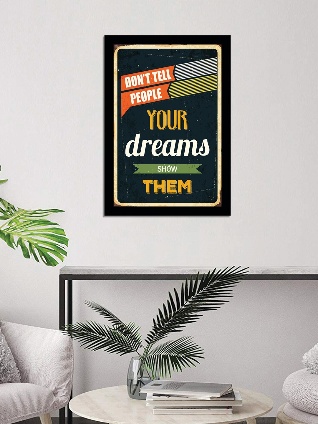 WENS Black Quotes Painted Framed Wall Art