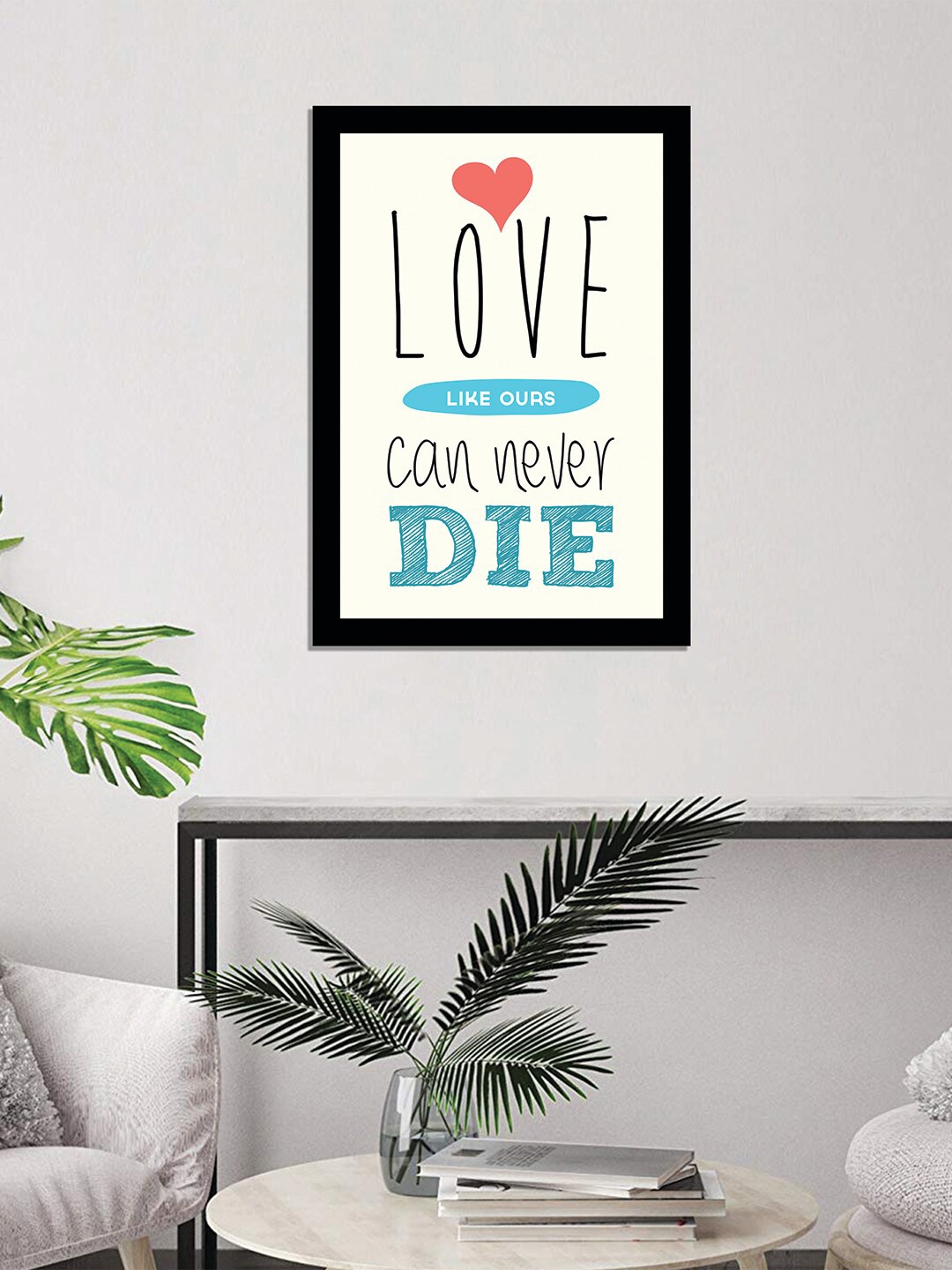 WENS White & Black Valentine Quote Printed Laminated Wall Art with Frame