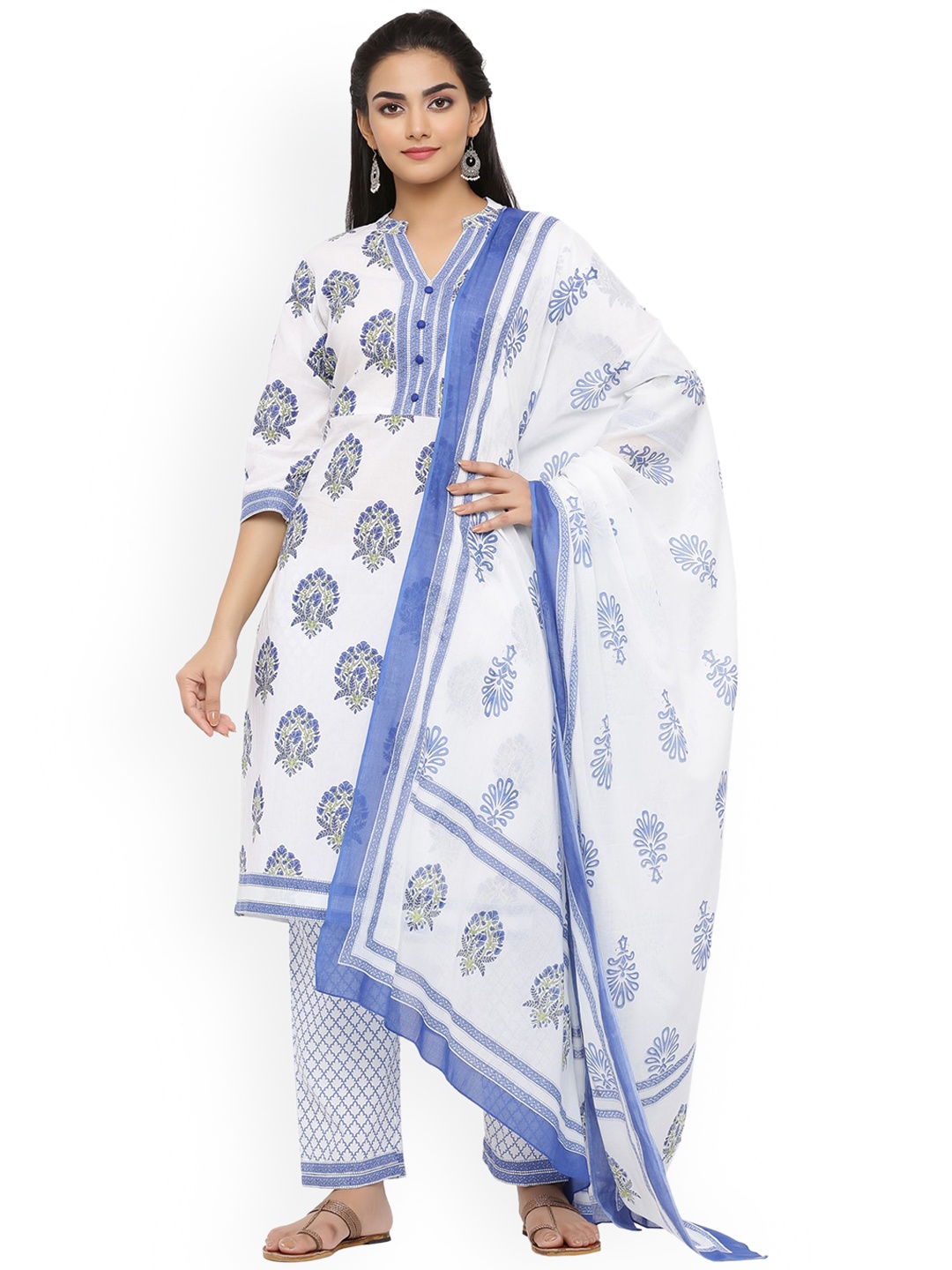 mirari Women Band Neck Floral Printed Pure Cotton Kurta With Trousers & Dupatta, White
mirari Women Band Neck Floral Printed Pure Cotton Kurta With Trousers & Dupatta, White