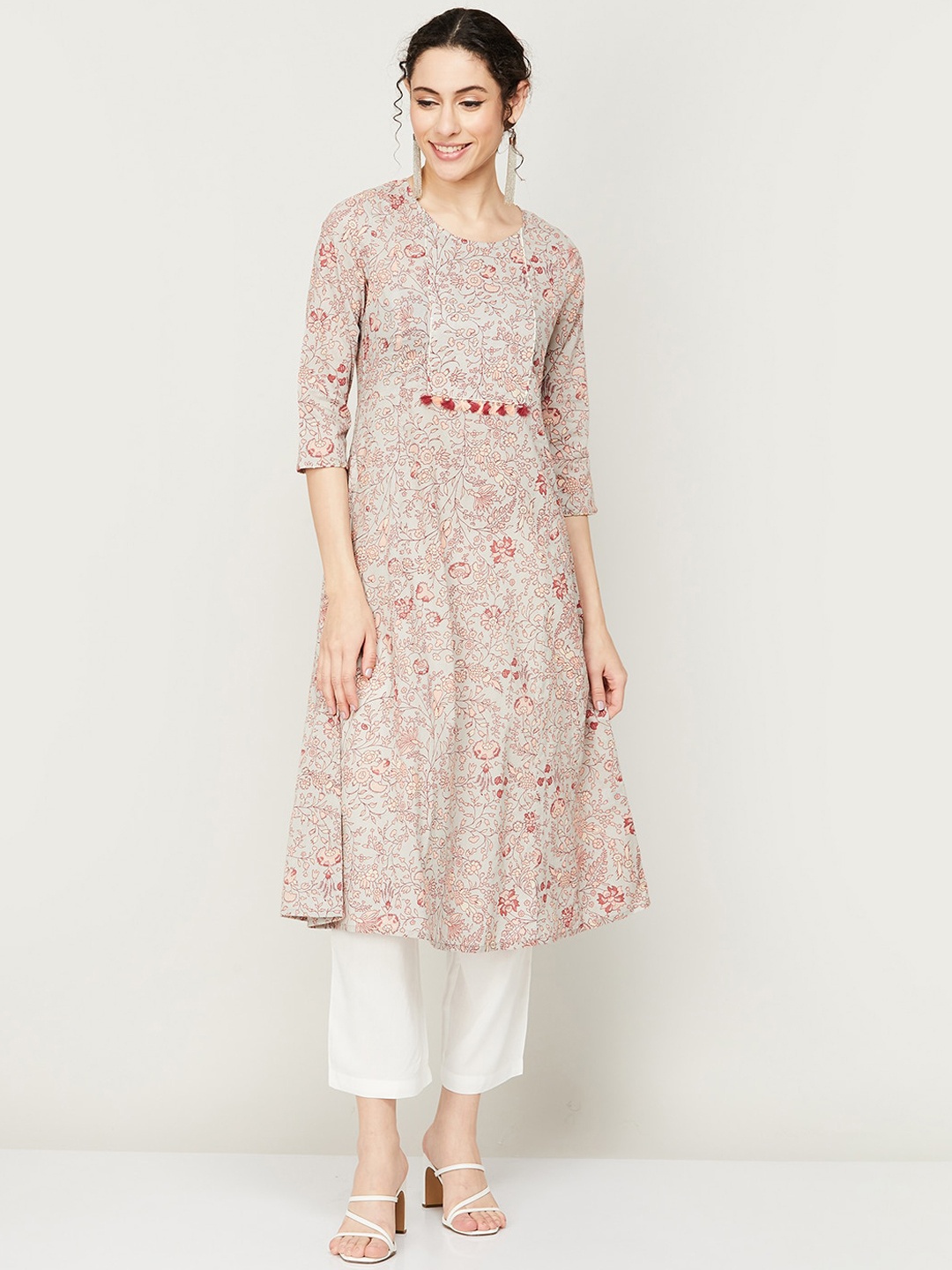 Melange by Lifestyle Women Floral Printed Thread Work A-Line Pure Cotton Kurta, Beige
Melange by Lifestyle Women Floral Printed Thread Work A-Line Pure Cotton Kurta, Beige