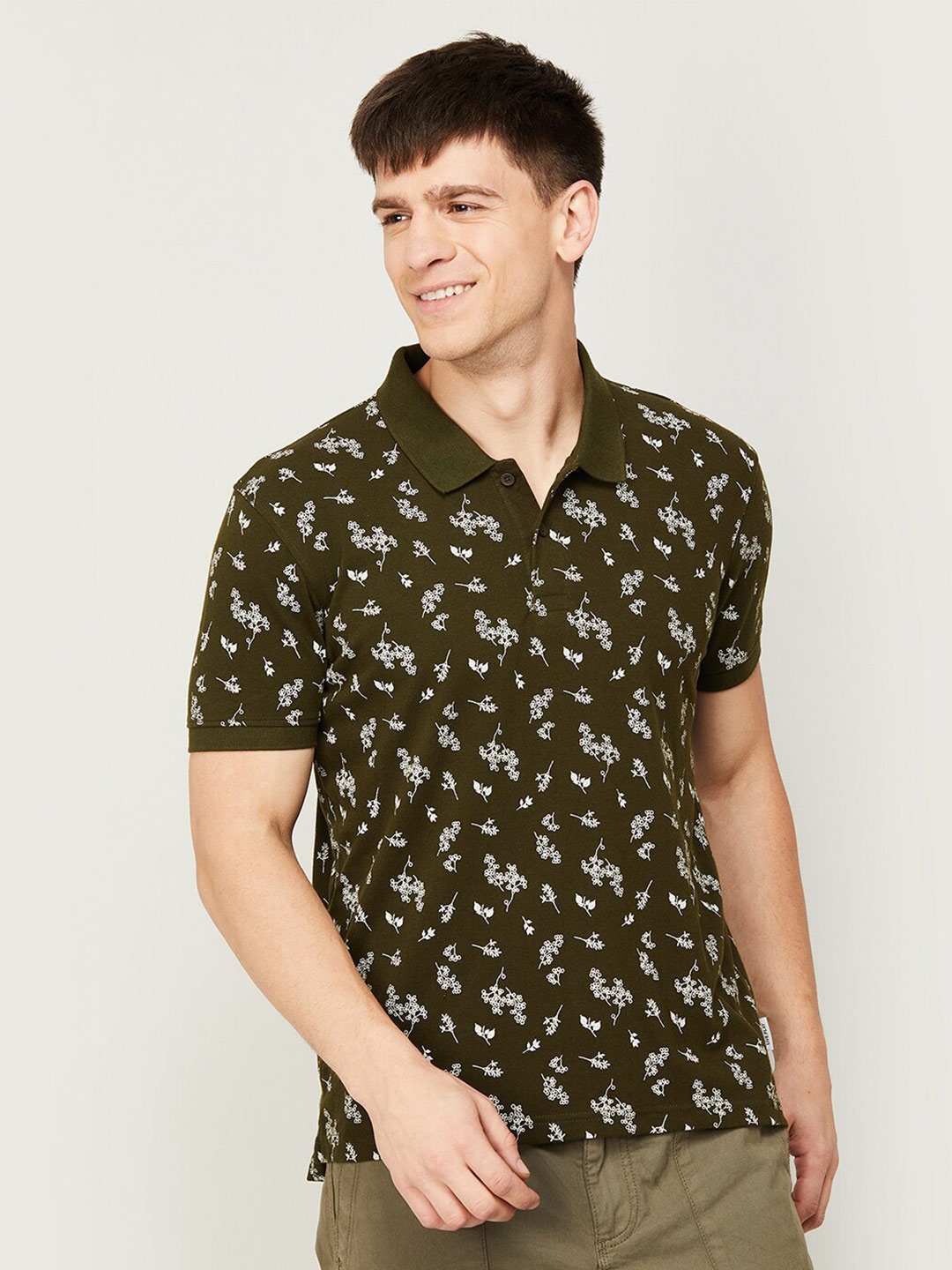 Fame Forever by Lifestyle Men Floral Printed Polo Collar Slim Fit Cotton T-shirt, Olive
Fame Forever by Lifestyle Men Floral Printed Polo Collar Slim Fit Cotton T-shirt, Olive