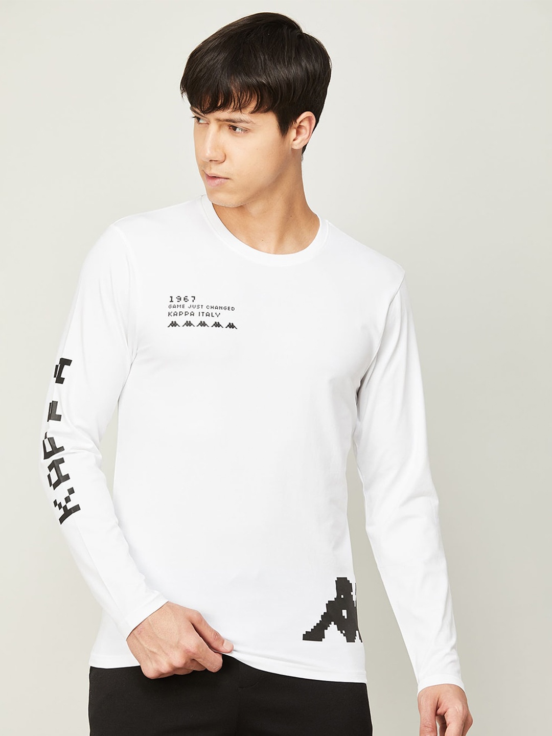 Kappa Men Typography Cotton T-shirt, White