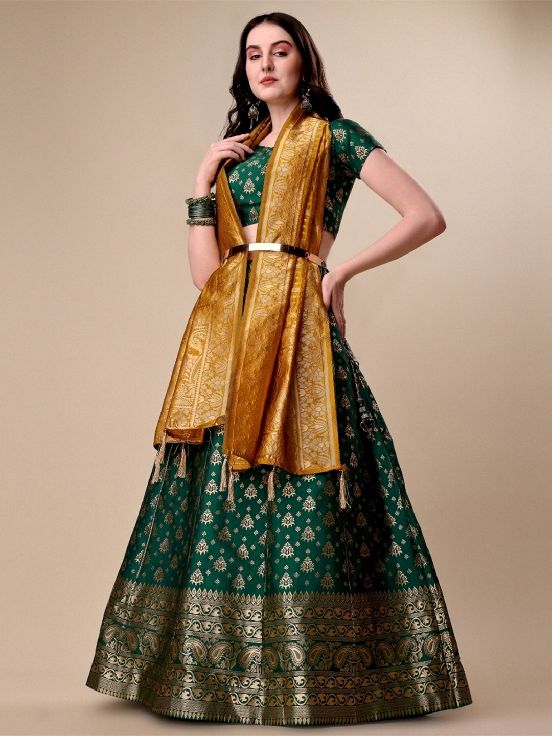 Vaidehi Fashion Ready to Wear Banarasi Silk Lehenga & Unstitched Blouse With Dupatta, Green
Vaidehi Fashion Ready to Wear Banarasi Silk Lehenga & Unstitched Blouse With Dupatta, Green