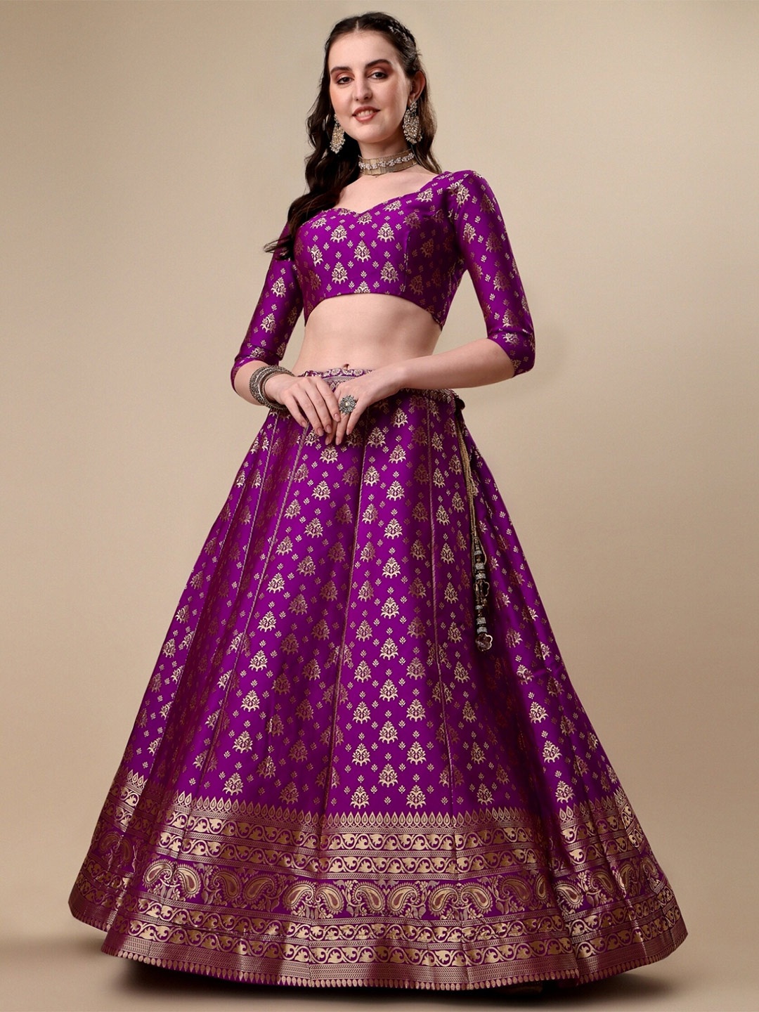 Vaidehi Fashion Ready to Wear Banarasi Silk Lehenga & Unstitched Blouse With Dupatta, Purple
Vaidehi Fashion Ready to Wear Banarasi Silk Lehenga & Unstitched Blouse With Dupatta, Purple