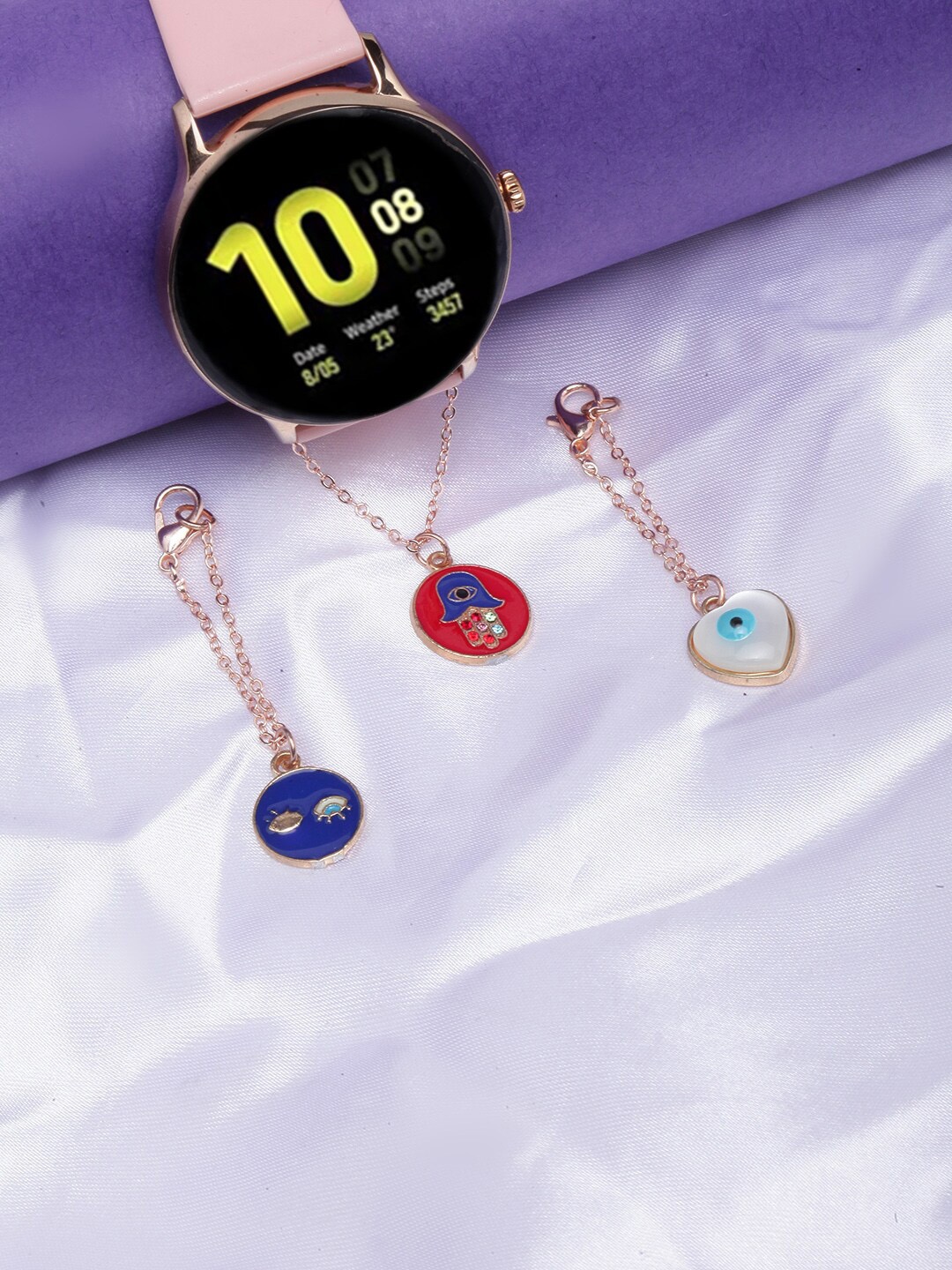 DIVA WALK Women Set Of 3 Rose Gold-Plated Evil Eye Enamelled Watch Charms, White
DIVA WALK Women Set Of 3 Rose Gold-Plated Evil Eye Enamelled Watch Charms, White