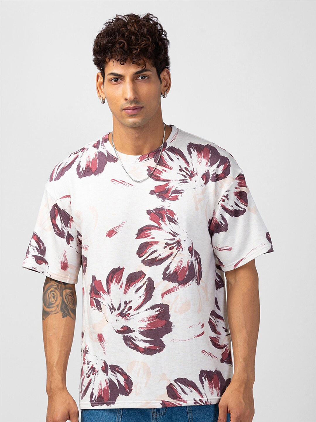 VASTRADO Men Printed Cotton T-shirt, White