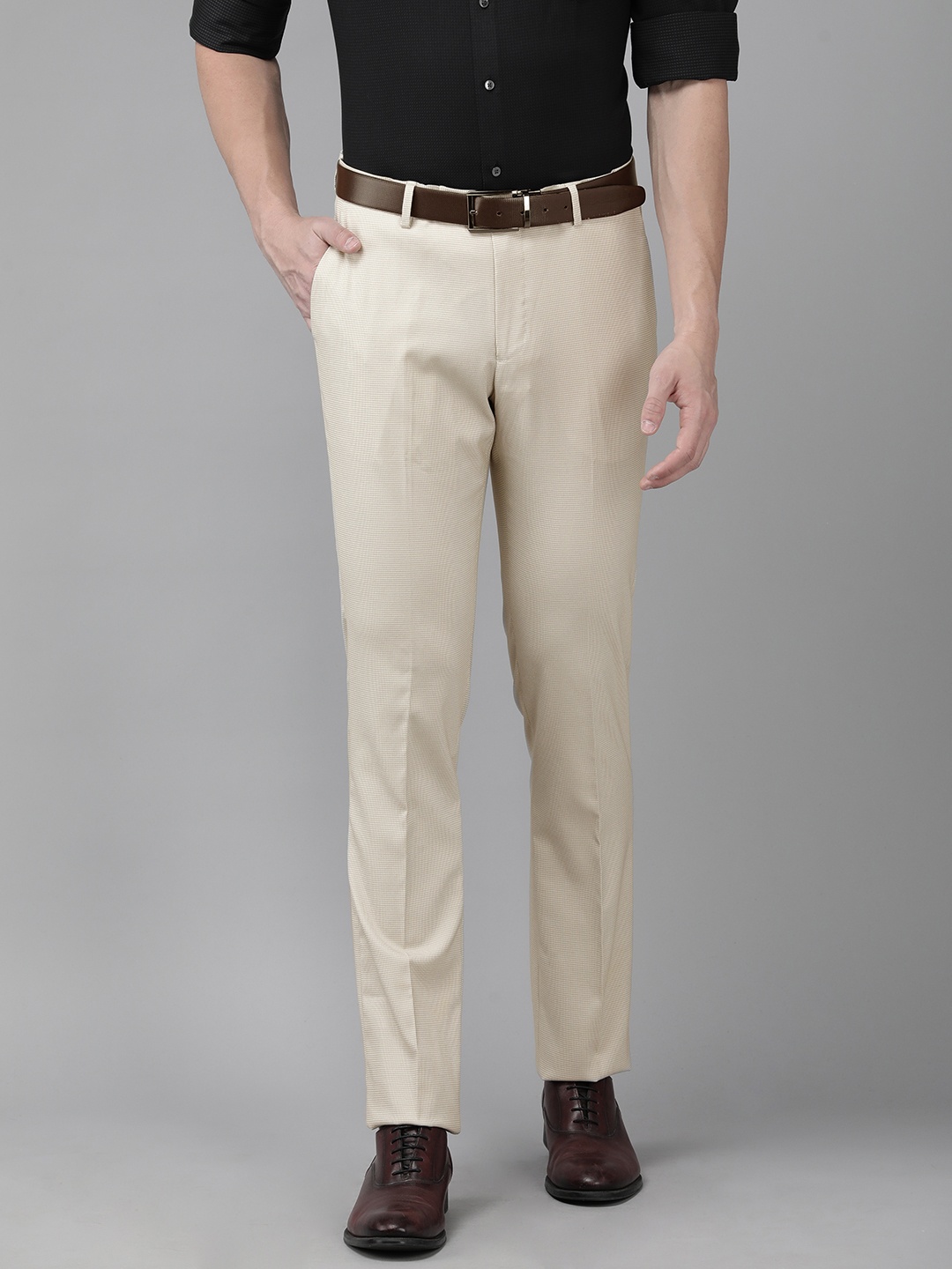 Arrow Men Textured Self Design Tailored Regular Fit Mid-Rise Flat-Front Formal Trousers, Beige
Arrow Men Textured Self Design Tailored Regular Fit Mid-Rise Flat-Front Formal Trousers, Beige