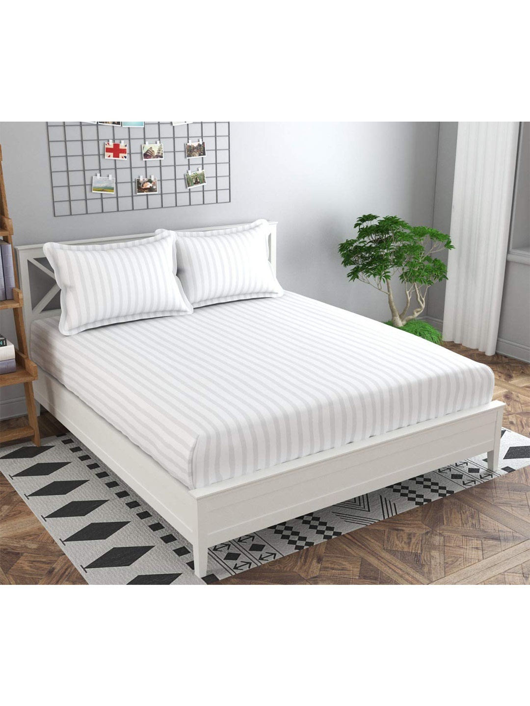 Bajo's Off White Striped 220 TC Flat Cotton Queen Bedsheet with 2 Pillow Covers
Bajo's Off White Striped 220 TC Flat Cotton Queen Bedsheet with 2 Pillow Covers