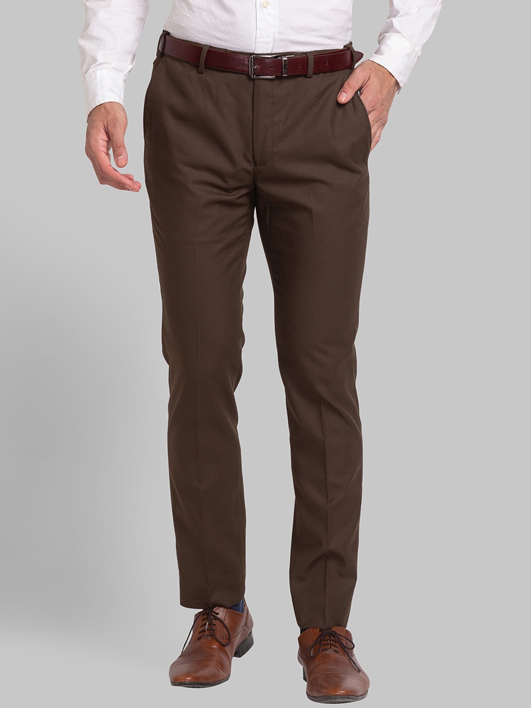 Park Avenue Men Slim Fit Formal Trousers, Brown