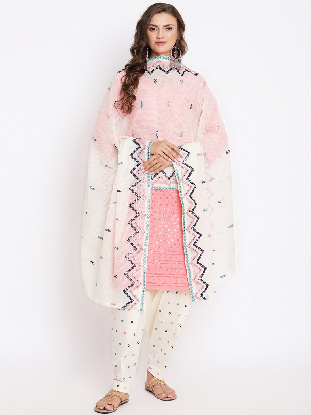 KALINI Women Embroidered Mirror Work Pure Cotton Kurti with Salwar & With Dupatta, Peach
KALINI Women Embroidered Mirror Work Pure Cotton Kurti with Salwar & With Dupatta, Peach