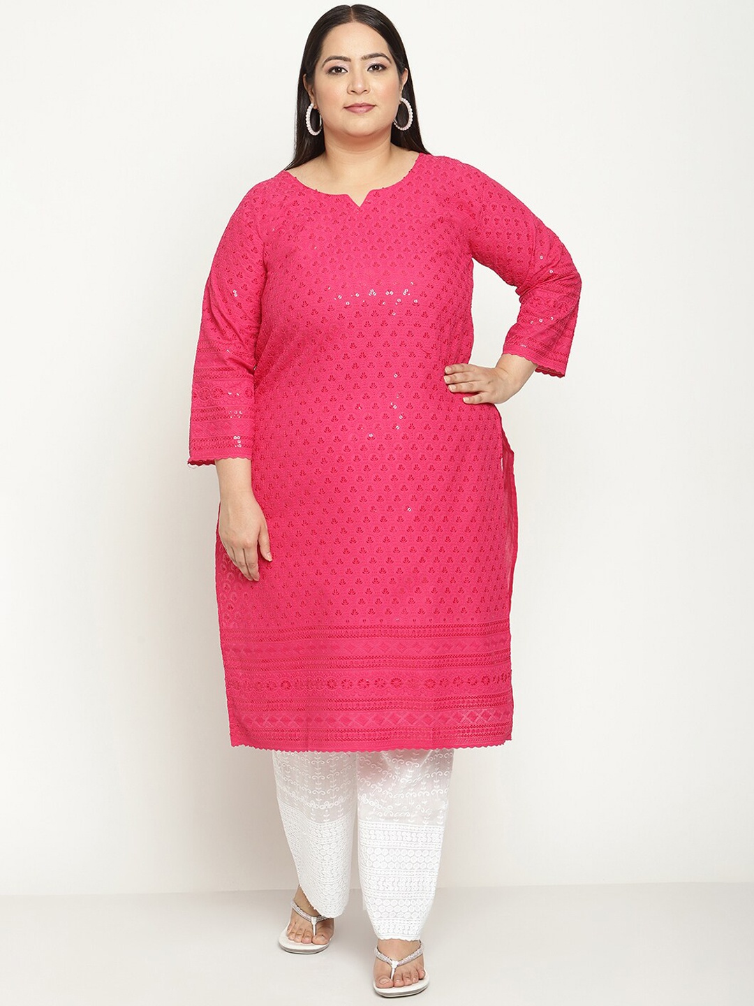 KALINI Women Plus Size Ethnic Motifs Embroidered Sequined Cotton Kurta, Fuchsia
KALINI Women Plus Size Ethnic Motifs Embroidered Sequined Cotton Kurta, Fuchsia