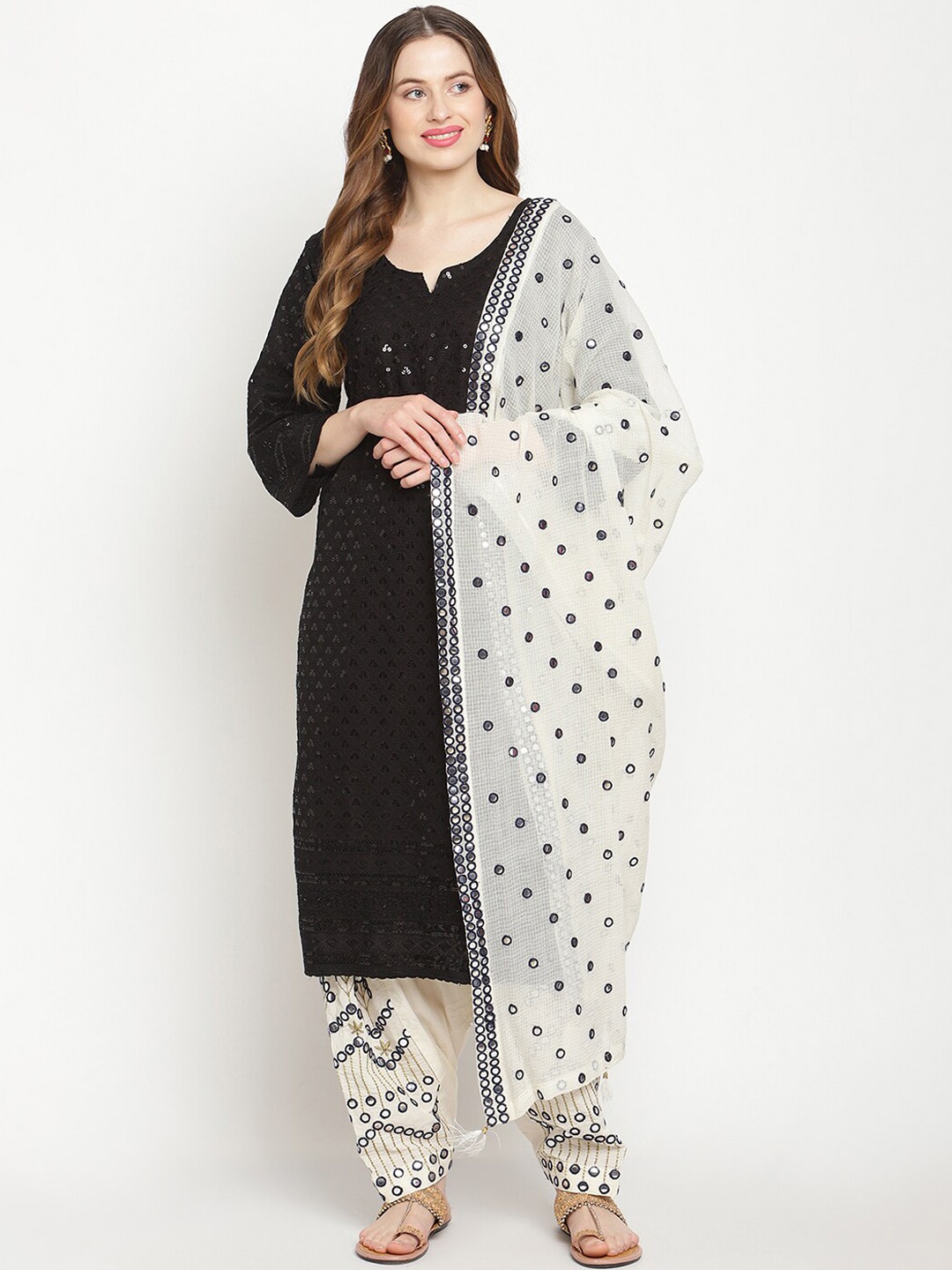 KALINI Women Embroidered Chikankari Pure Cotton Kurta with Salwar & With Dupatta, Black
KALINI Women Embroidered Chikankari Pure Cotton Kurta with Salwar & With Dupatta, Black