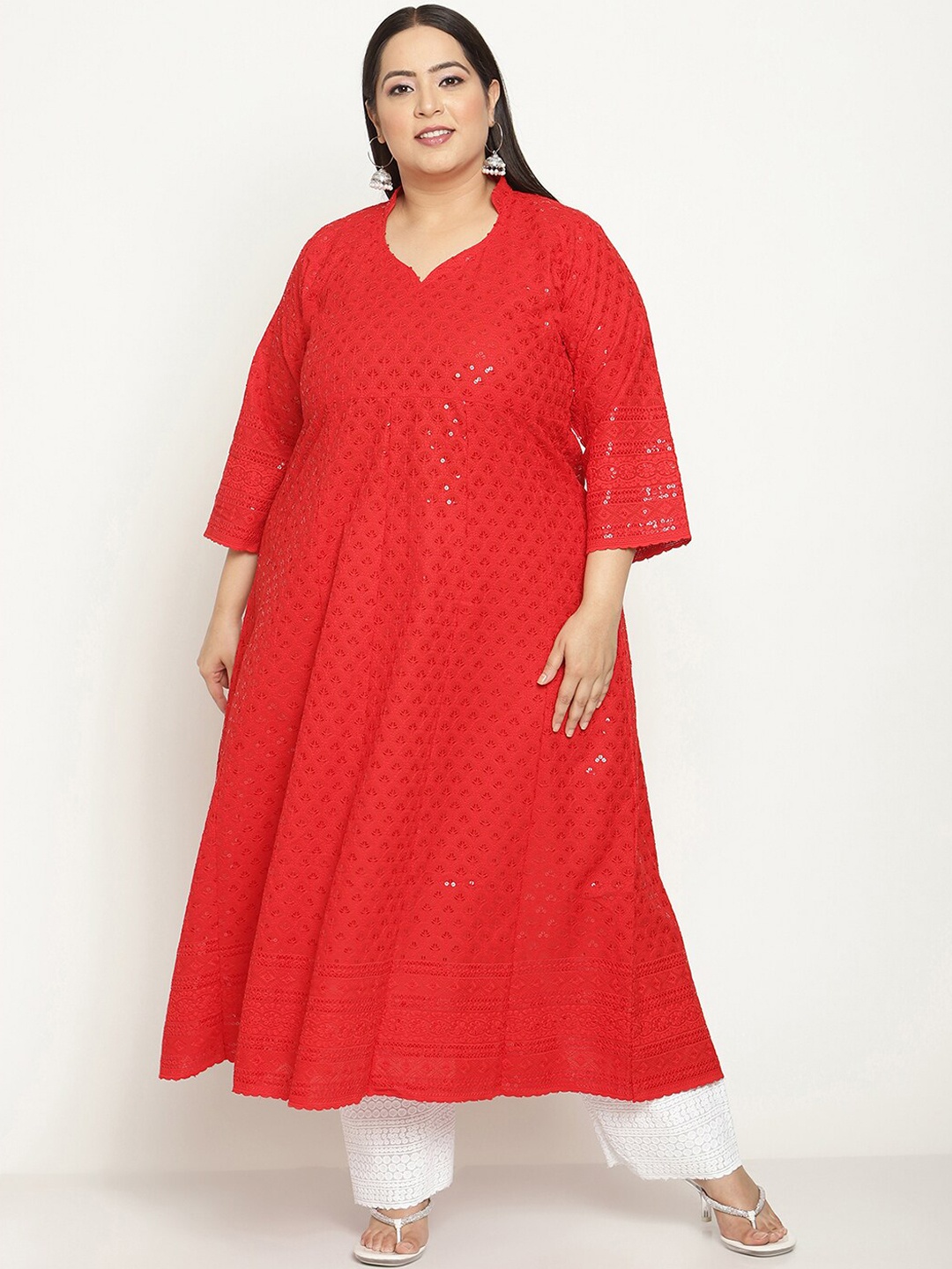 KALINI Women Plus Size Ethnic Motifs Embroidered Sequined Cotton Anarkali Kurta, Red
KALINI Women Plus Size Ethnic Motifs Embroidered Sequined Cotton Anarkali Kurta, Red