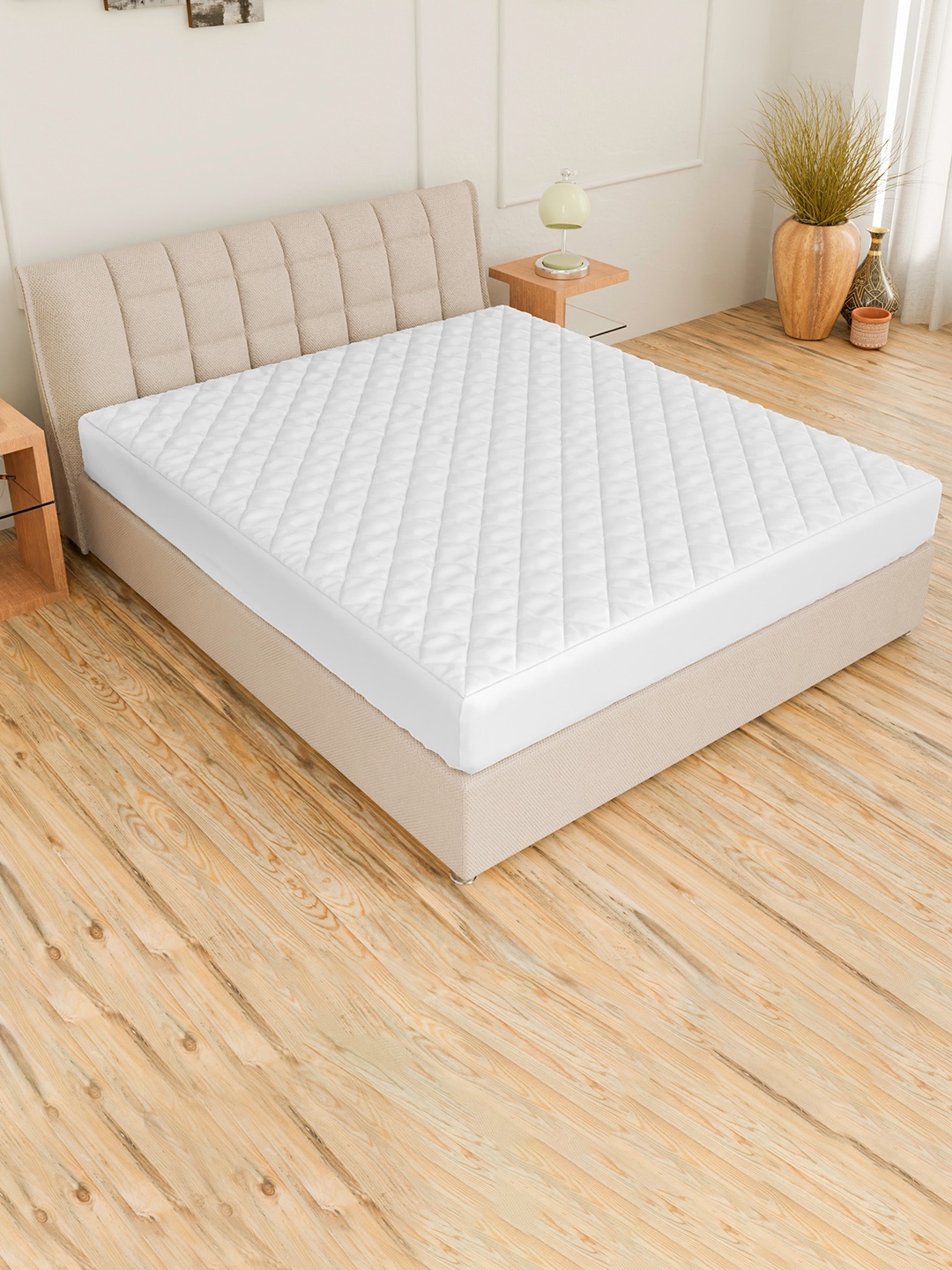 CURIOUS LIFESTYLE White Quilted Cotton King Size Fitted Water-Proof Mattress Protector
CURIOUS LIFESTYLE White Quilted Cotton King Size Fitted Water-Proof Mattress Protector