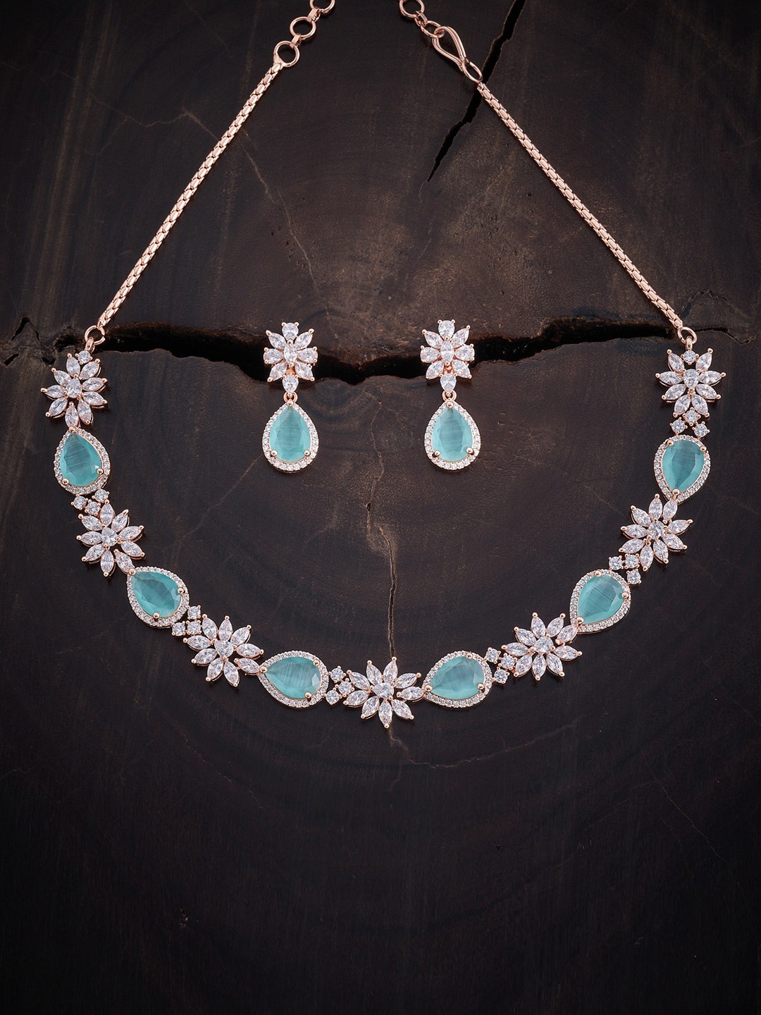 Kushal's Fashion Jewellery Women Rose-Gold-Plated CZ-Studded Jewellery Set, Sea green
Kushal's Fashion Jewellery Women Rose-Gold-Plated CZ-Studded Jewellery Set, Sea green