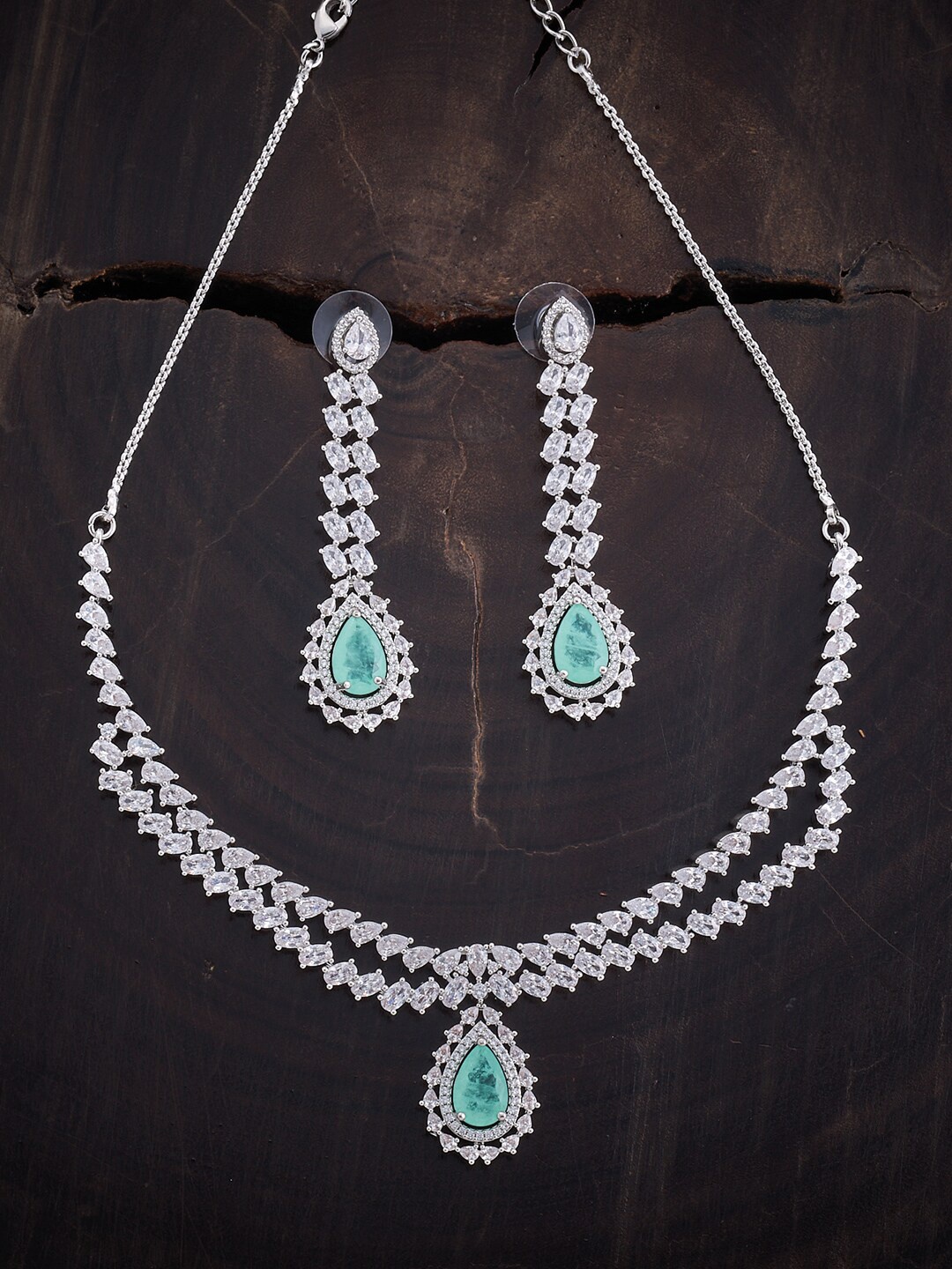 Kushal's Fashion Jewellery Women Rhodium-Plated & Cubic Zirconia Stone Jewellery Set, Sea green
Kushal's Fashion Jewellery Women Rhodium-Plated & Cubic Zirconia Stone Jewellery Set, Sea green