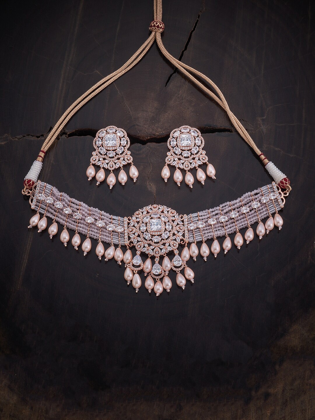 Kushal's Fashion Jewellery Women Rose-Gold Plated Vilandi Kundan Studded Jewellery Set, Pink
Kushal's Fashion Jewellery Women Rose-Gold Plated Vilandi Kundan Studded Jewellery Set, Pink
