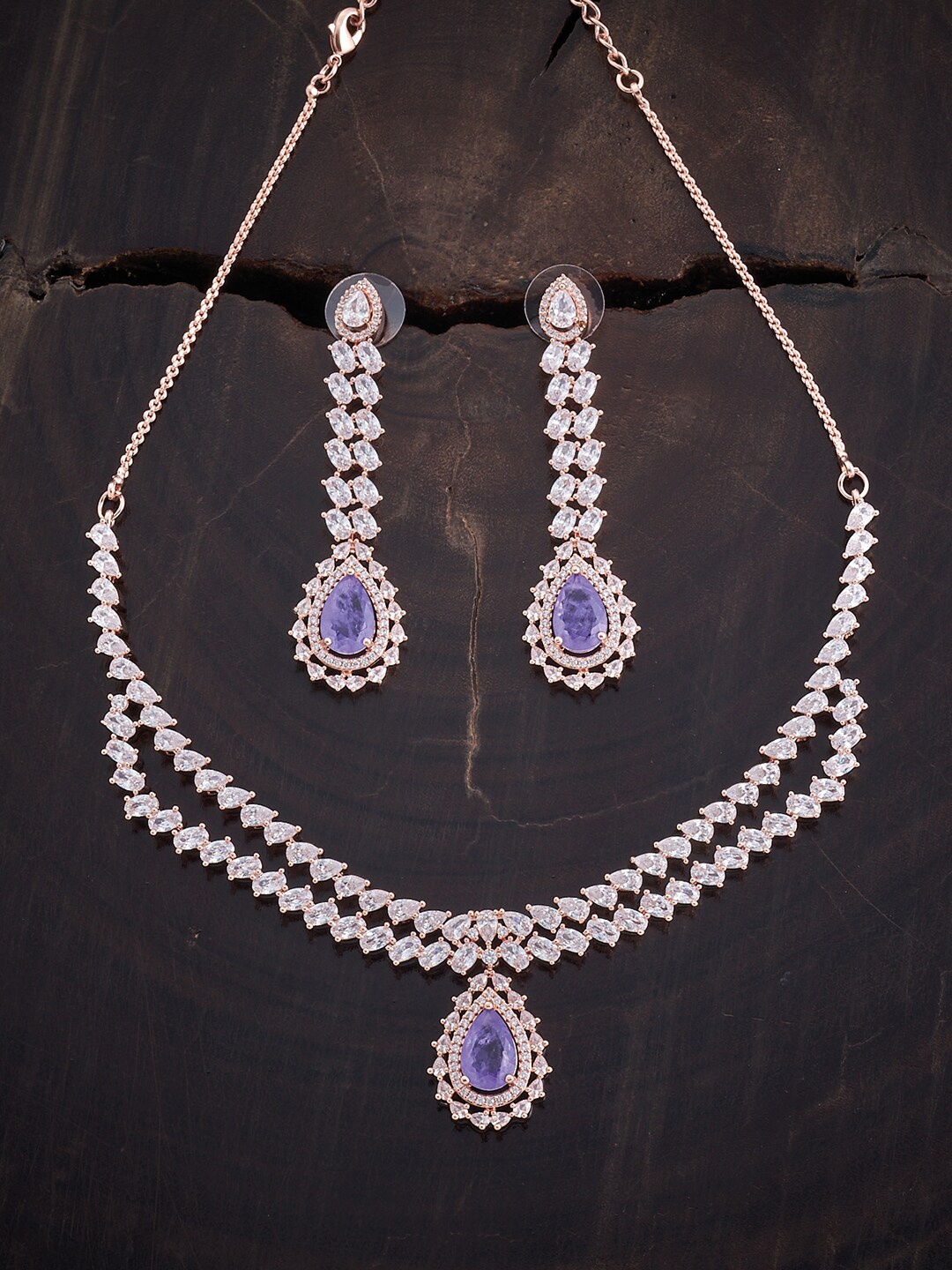 Kushal's Fashion Jewellery Women Rose Gold-Plated CZ-Studded Jewellery Set, Lavender
Kushal's Fashion Jewellery Women Rose Gold-Plated CZ-Studded Jewellery Set, Lavender