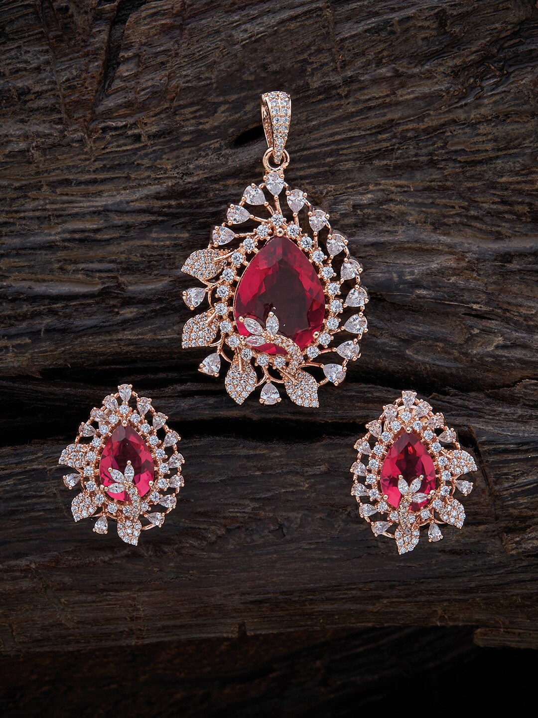 Kushal's Fashion Jewellery Women Rose Gold-Plated & CZ Studded Floral Design Jewellery Set, Red
Kushal's Fashion Jewellery Women Rose Gold-Plated & CZ Studded Floral Design Jewellery Set, Red