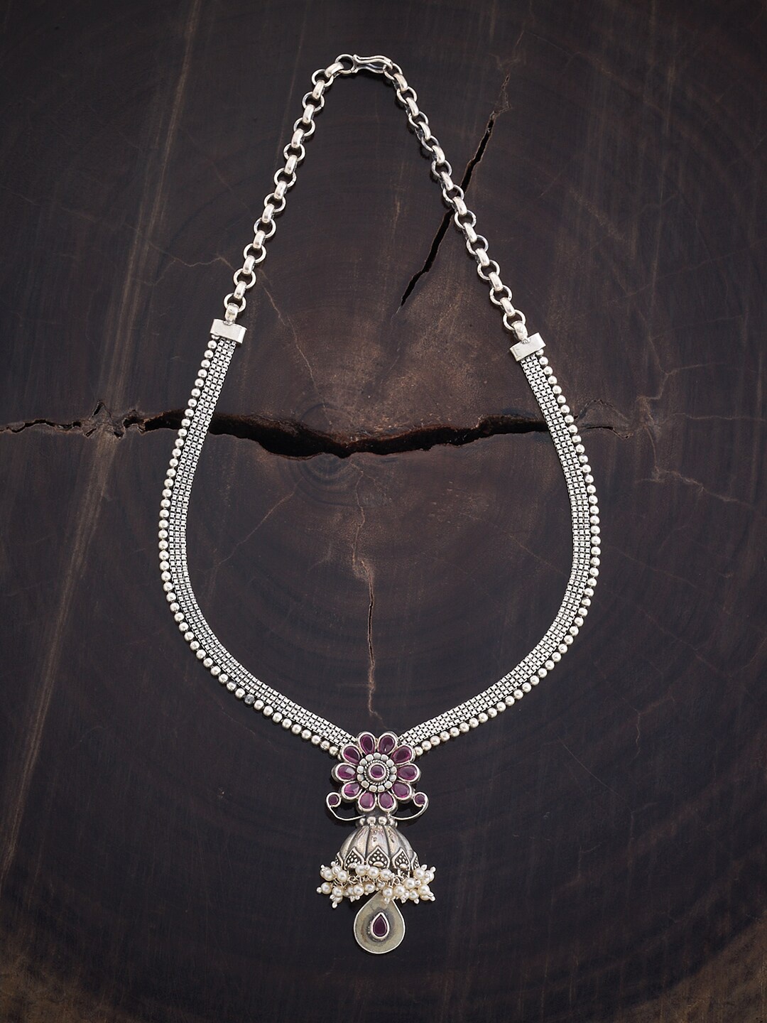 Kushal's Fashion Jewellery Women 92.5 Pure Silver & Rhodium-Plated Oxidised Necklace, Purple
Kushal's Fashion Jewellery Women 92.5 Pure Silver & Rhodium-Plated Oxidised Necklace, Purple