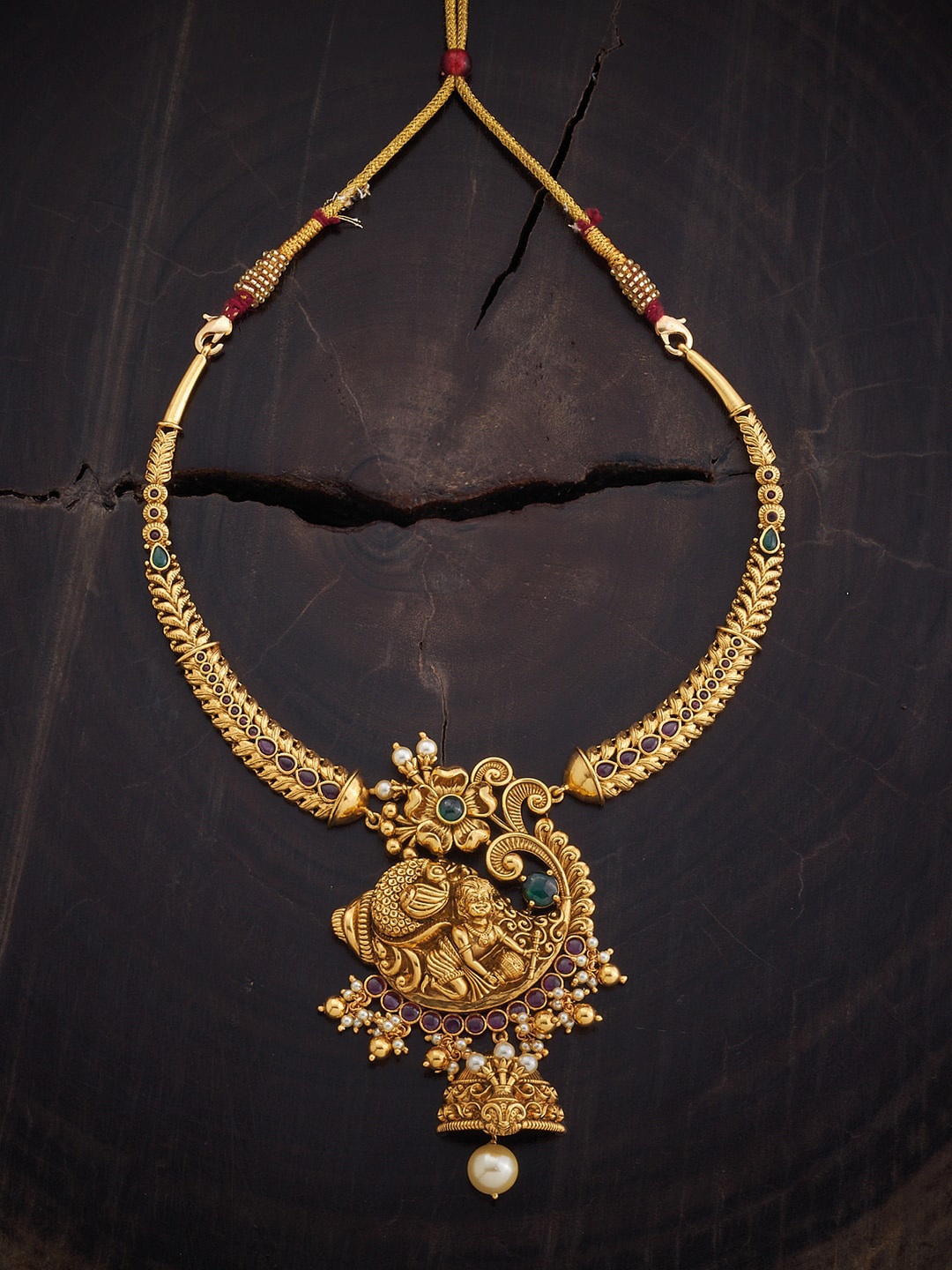 Kushal's Fashion Jewellery Gold-Plated 92.5 Pure Silver Stone Studded Temple Necklace, Red
Kushal's Fashion Jewellery Gold-Plated 92.5 Pure Silver Stone Studded Temple Necklace, Red
