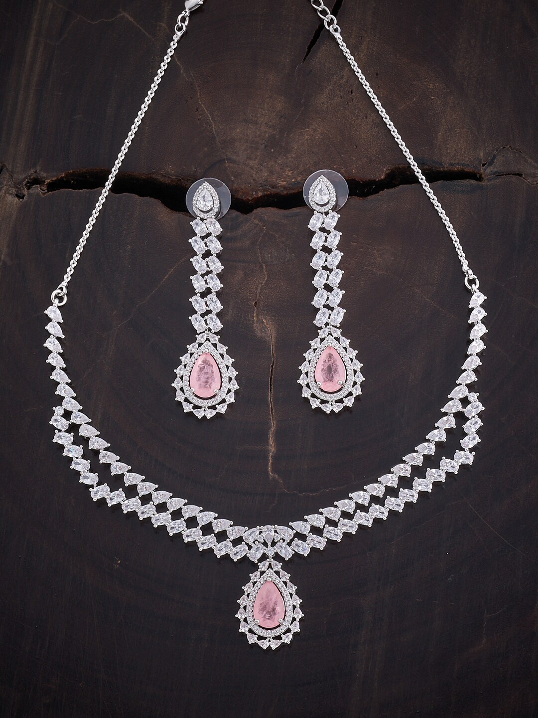 Kushal's Fashion Jewellery Rhodium Plated CZ Stone Studded Jewellery Set, Silver
Kushal's Fashion Jewellery Rhodium Plated CZ Stone Studded Jewellery Set, Silver