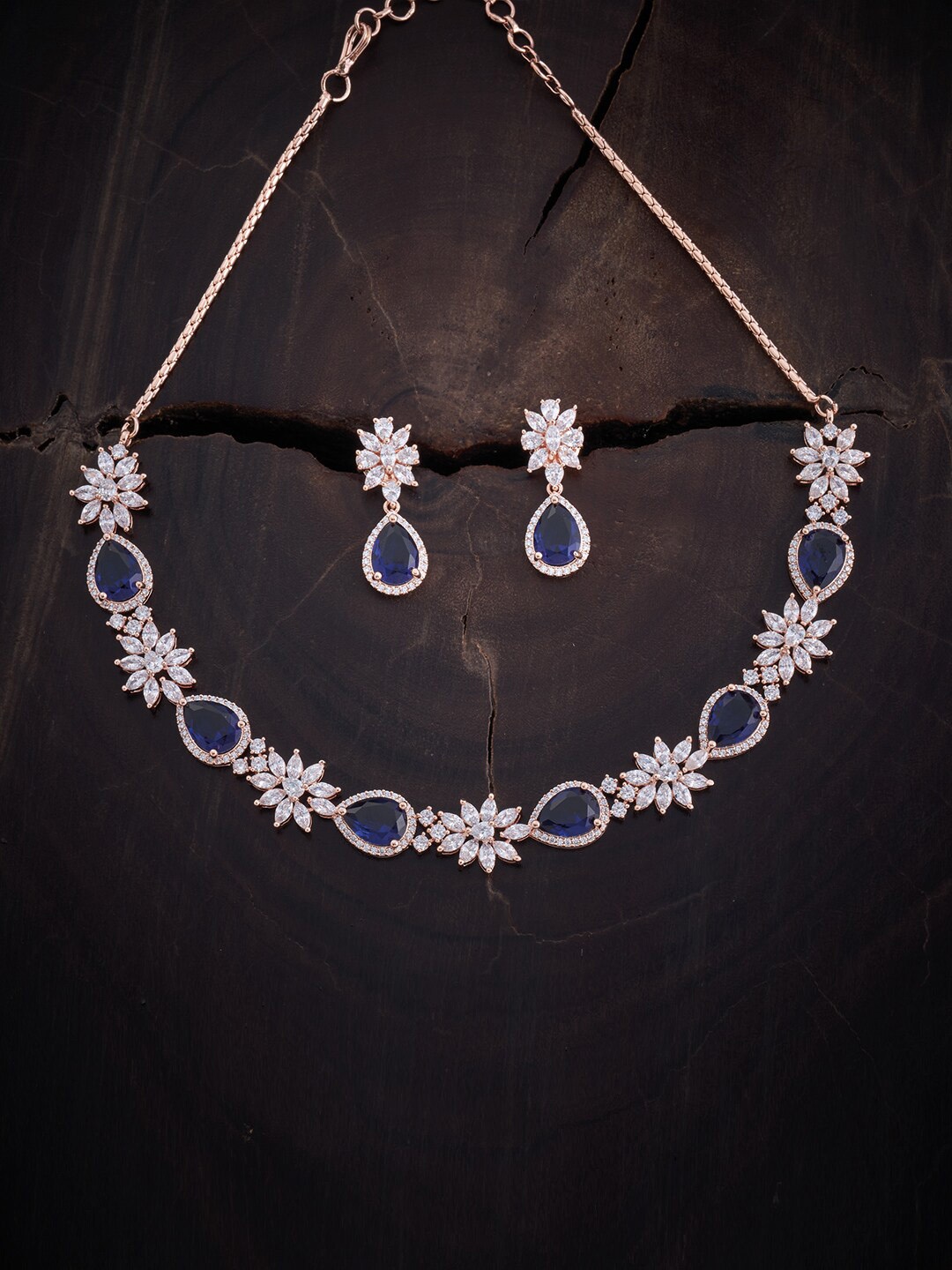 Kushal's Fashion Jewellery Rose Gold-PlatedCZ Stone Studded Jewellery Set, Blue
Kushal's Fashion Jewellery Rose Gold-PlatedCZ Stone Studded Jewellery Set, Blue