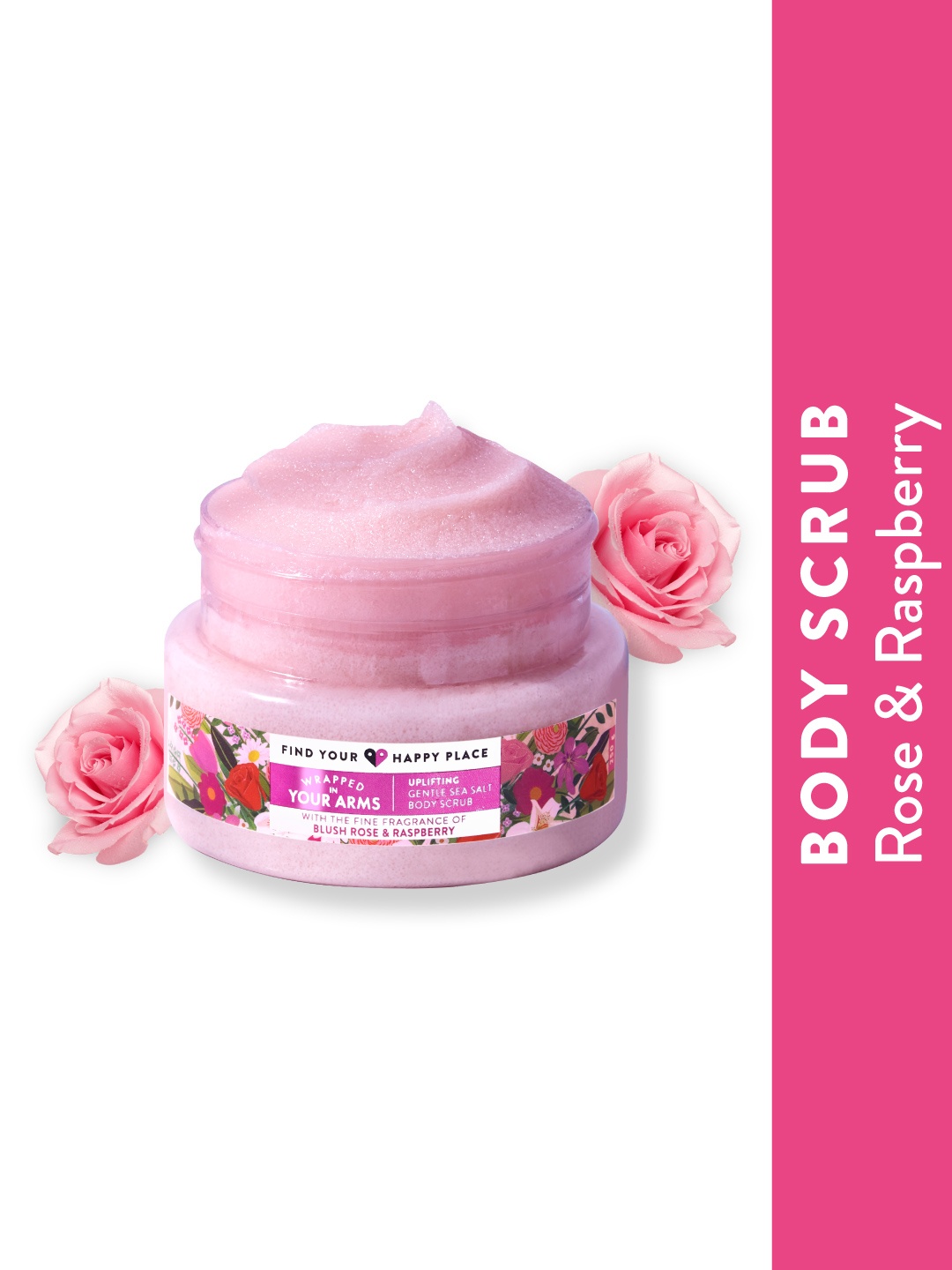 FIND YOUR HAPPY PLACE Wrapped In Your Arms Exfoliating Body Scrub with Blush Rose - 250 g, Pink
FIND YOUR HAPPY PLACE Wrapped In Your Arms Exfoliating Body Scrub with Blush Rose - 250 g, Pink
