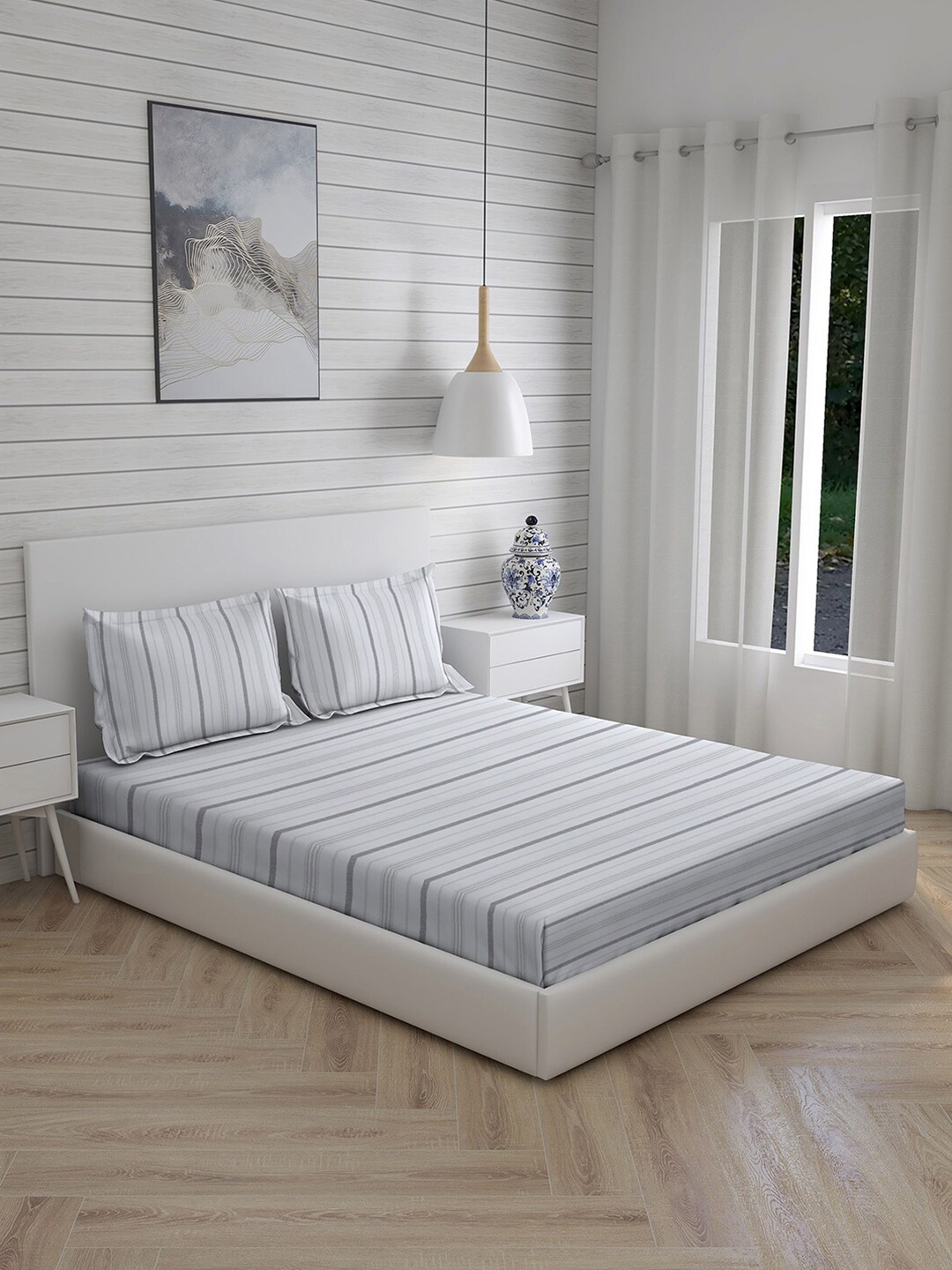 Boutique Living India Wizard Grey Striped Flat Cotton King Bedsheet with 2 Pillow Covers
Boutique Living India Wizard Grey Striped Flat Cotton King Bedsheet with 2 Pillow Covers
