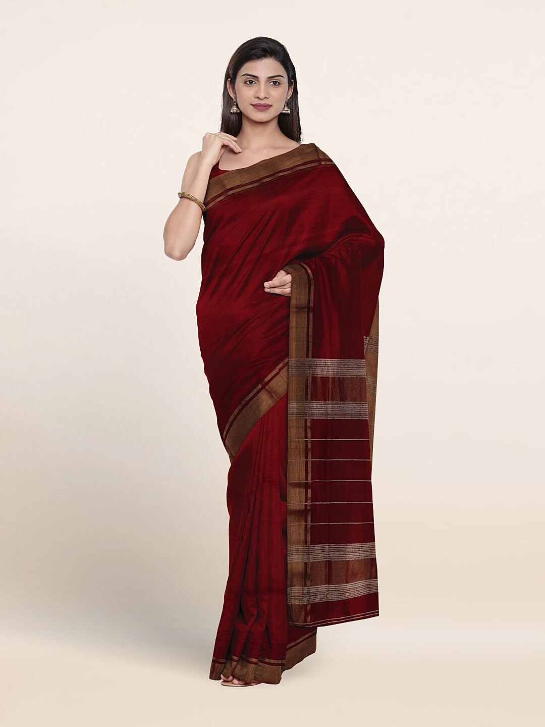 Pothys Zari Pure Silk Saree, Maroon