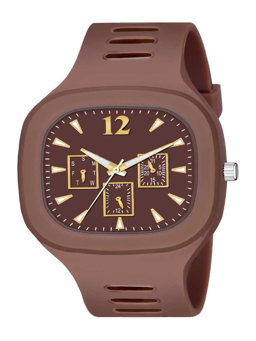 WATCHSTAR Men Square dial Bracelet Style Straps Analogue Watch Milar Brown
