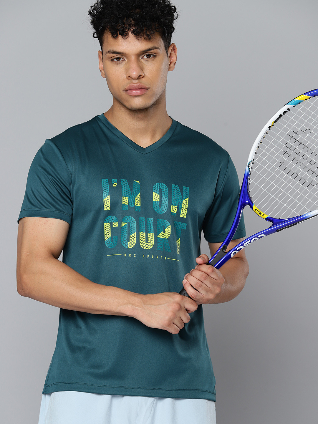 HRX by Hrithik Roshan Rapid-Dry Printed Racket Sport T-shirt, Teal 
HRX by Hrithik Roshan Rapid-Dry Printed Racket Sport T-shirt, Teal