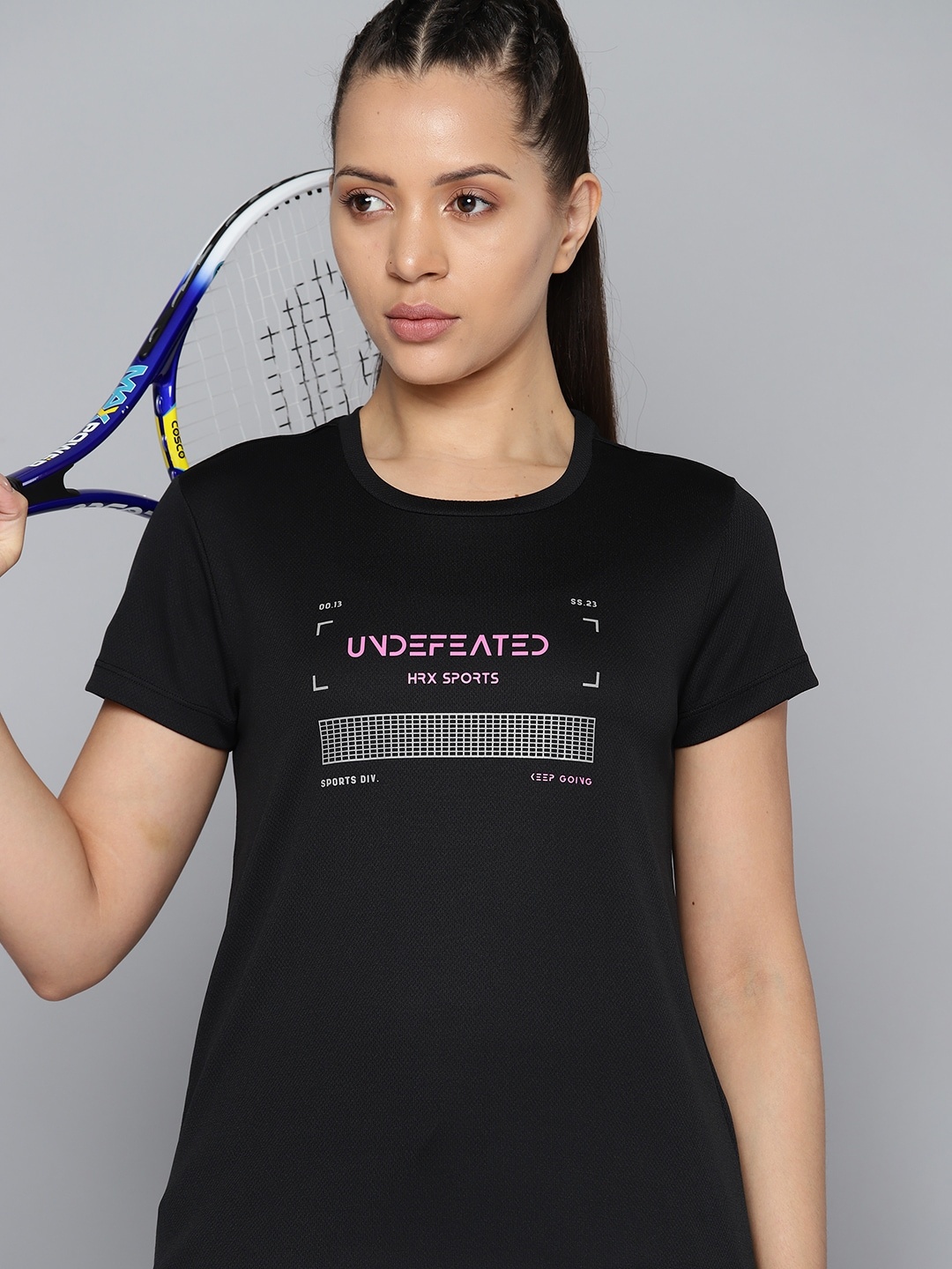 HRX by Hrithik Roshan Antimicrobial Finish Rapid-Dry Brand Logo Printed Badminton T-shirt, Black
HRX by Hrithik Roshan Antimicrobial Finish Rapid-Dry Brand Logo Printed Badminton T-shirt, Black