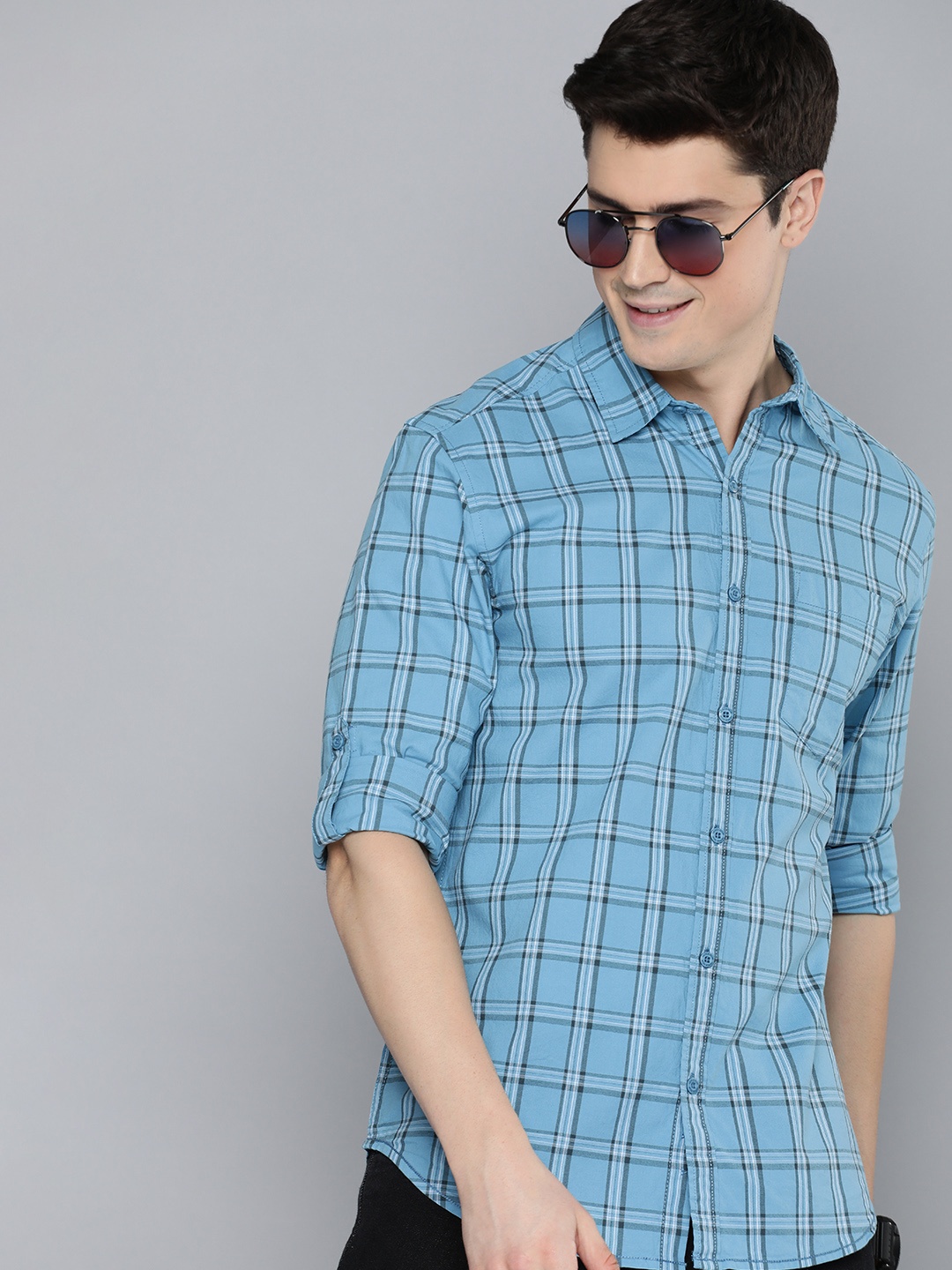 HERE&NOW Men Slim Fit Tartan Checks Opaque Pure Cotton Casual Shirt With Chest Pocket, Blue
HERE&NOW Men Slim Fit Tartan Checks Opaque Pure Cotton Casual Shirt With Chest Pocket, Blue