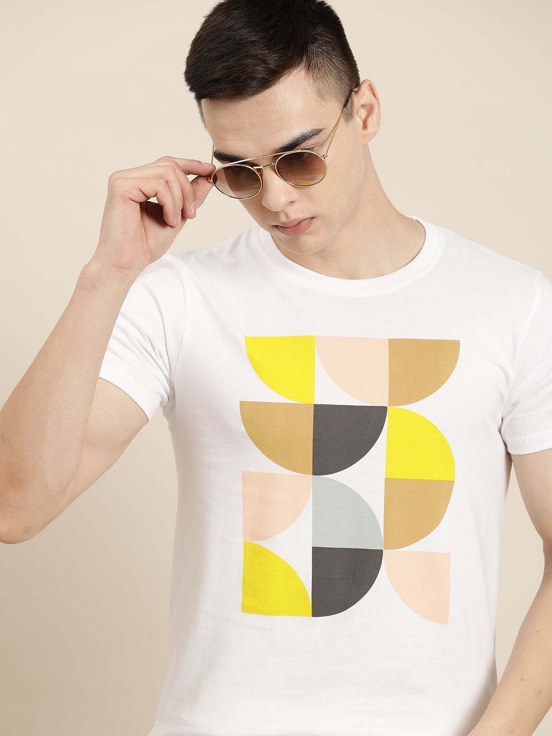Moda Rapido Printed Pure Cotton T-shirt, White