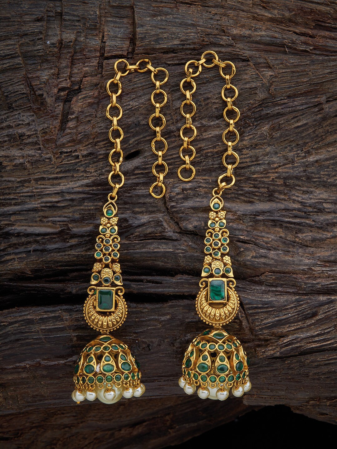 Kushal's Fashion Jewellery Gold-Plated Stone Studded Dome Shaped Drop Earrings, Green
Kushal's Fashion Jewellery Gold-Plated Stone Studded Dome Shaped Drop Earrings, Green
