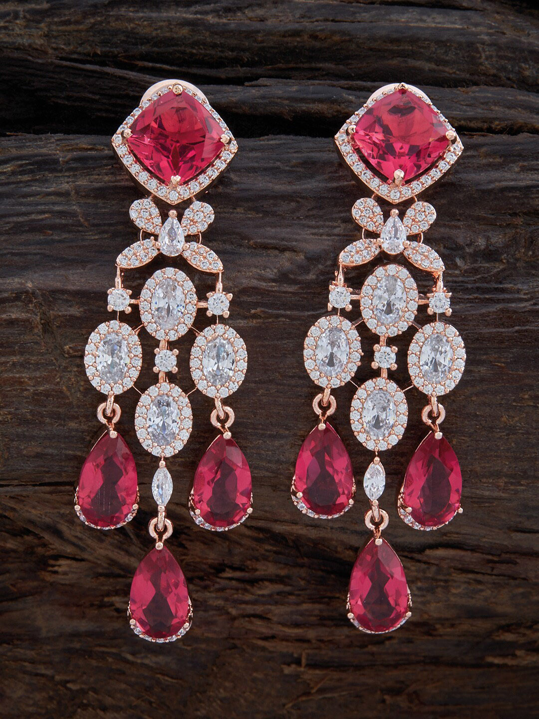 Kushal's Fashion Jewellery Rose Gold-Plated Teardrop Shaped Cubic Zirconia Drop Earrings, Red
Kushal's Fashion Jewellery Rose Gold-Plated Teardrop Shaped Cubic Zirconia Drop Earrings, Red